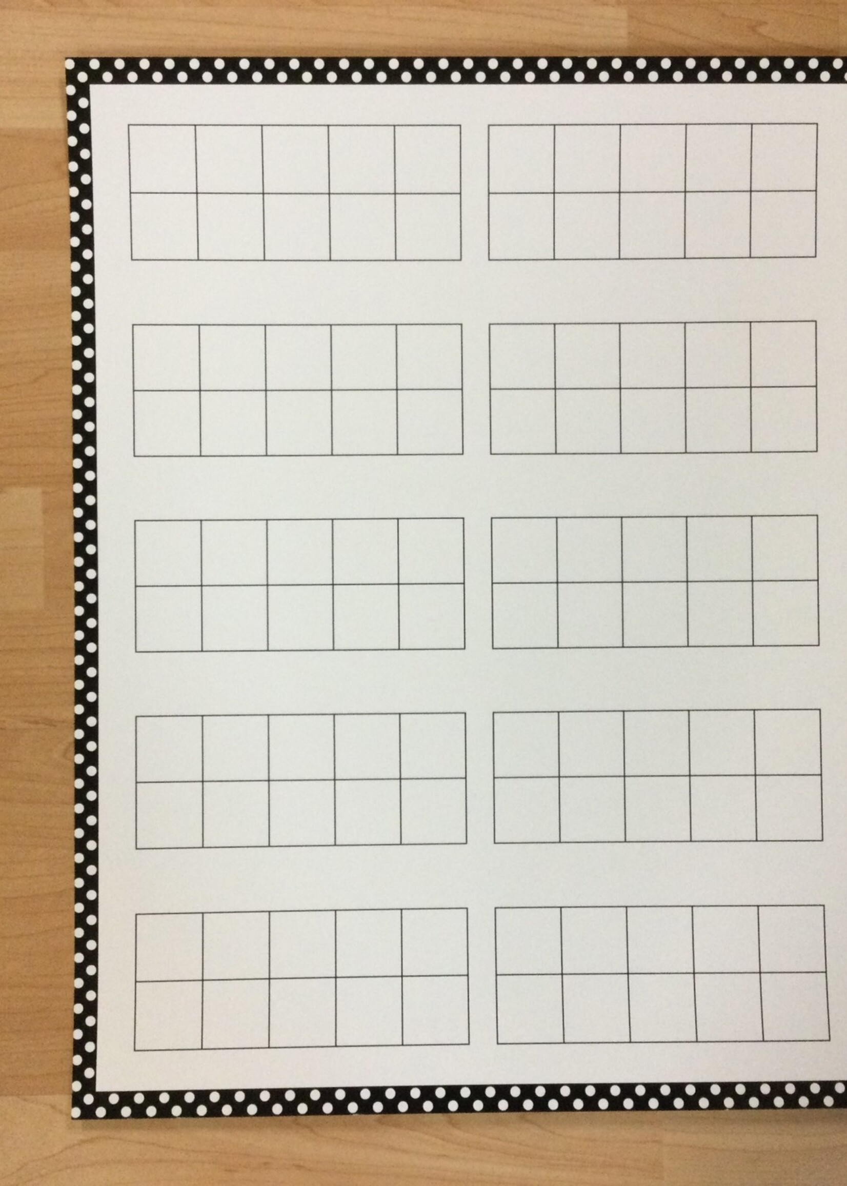 Black & White Polka Dot Ten Frames Chart