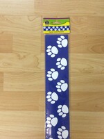 White Paw Prints on Blue Border