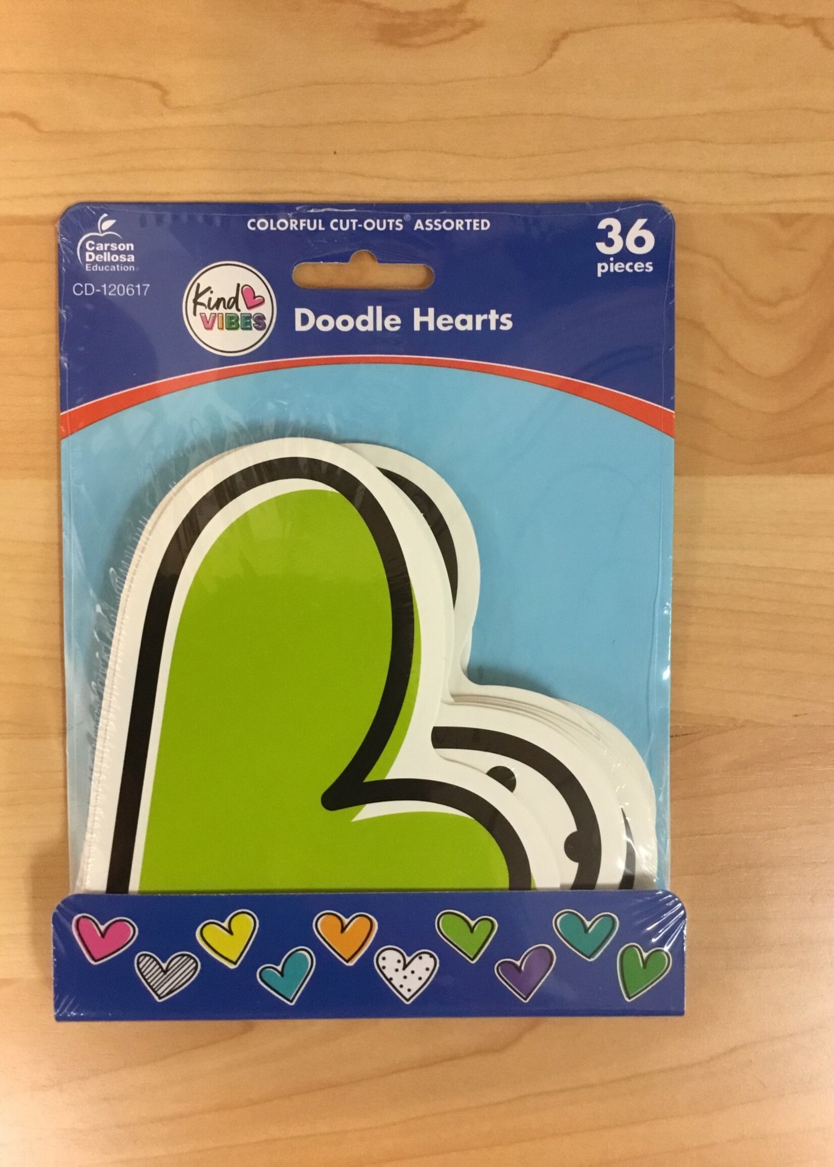 Kind Vibes Doodle Hearts Cutouts 36pc