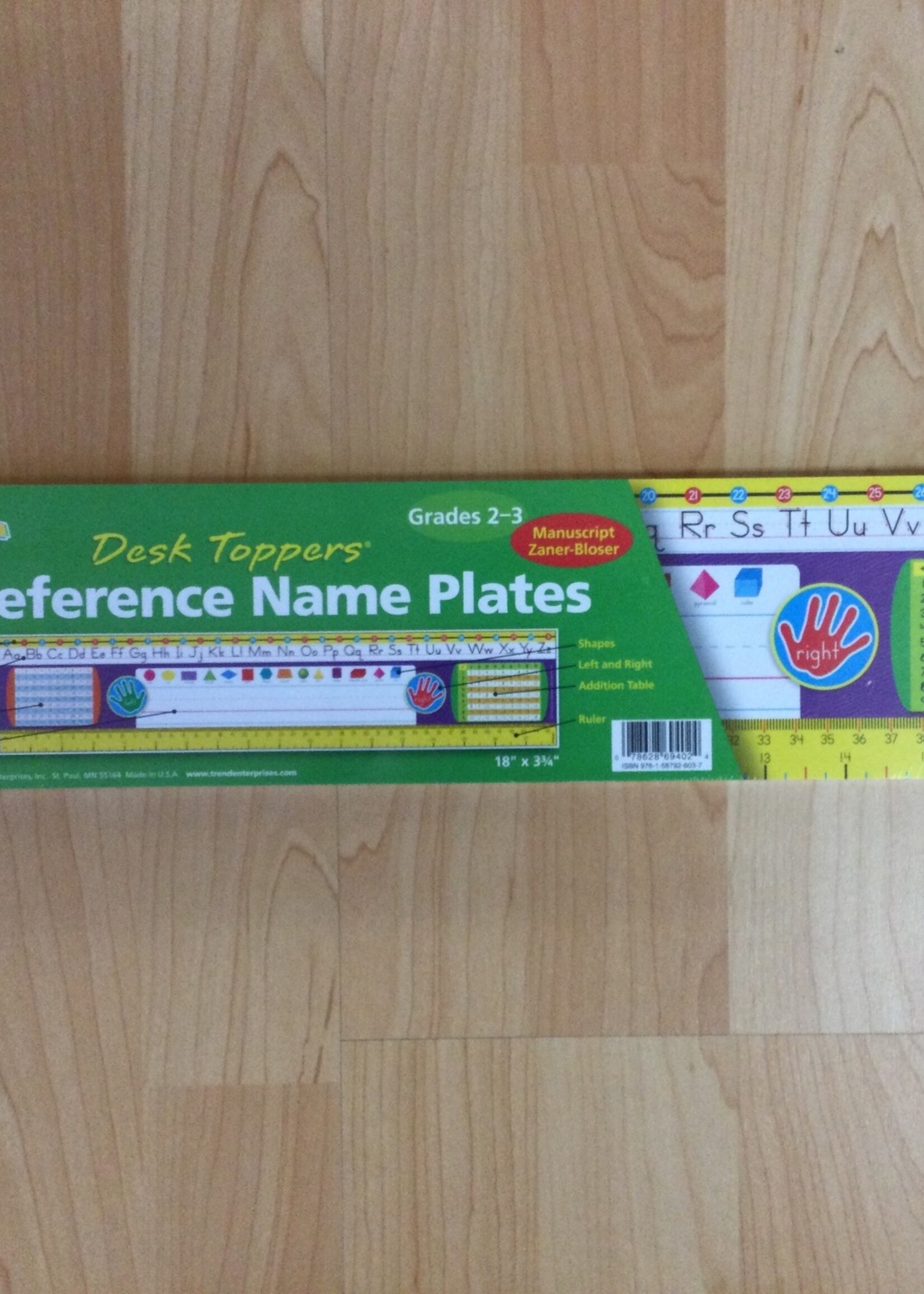 Zaner Bloser Manuscript Grades 2-3 Nameplates 36pk
