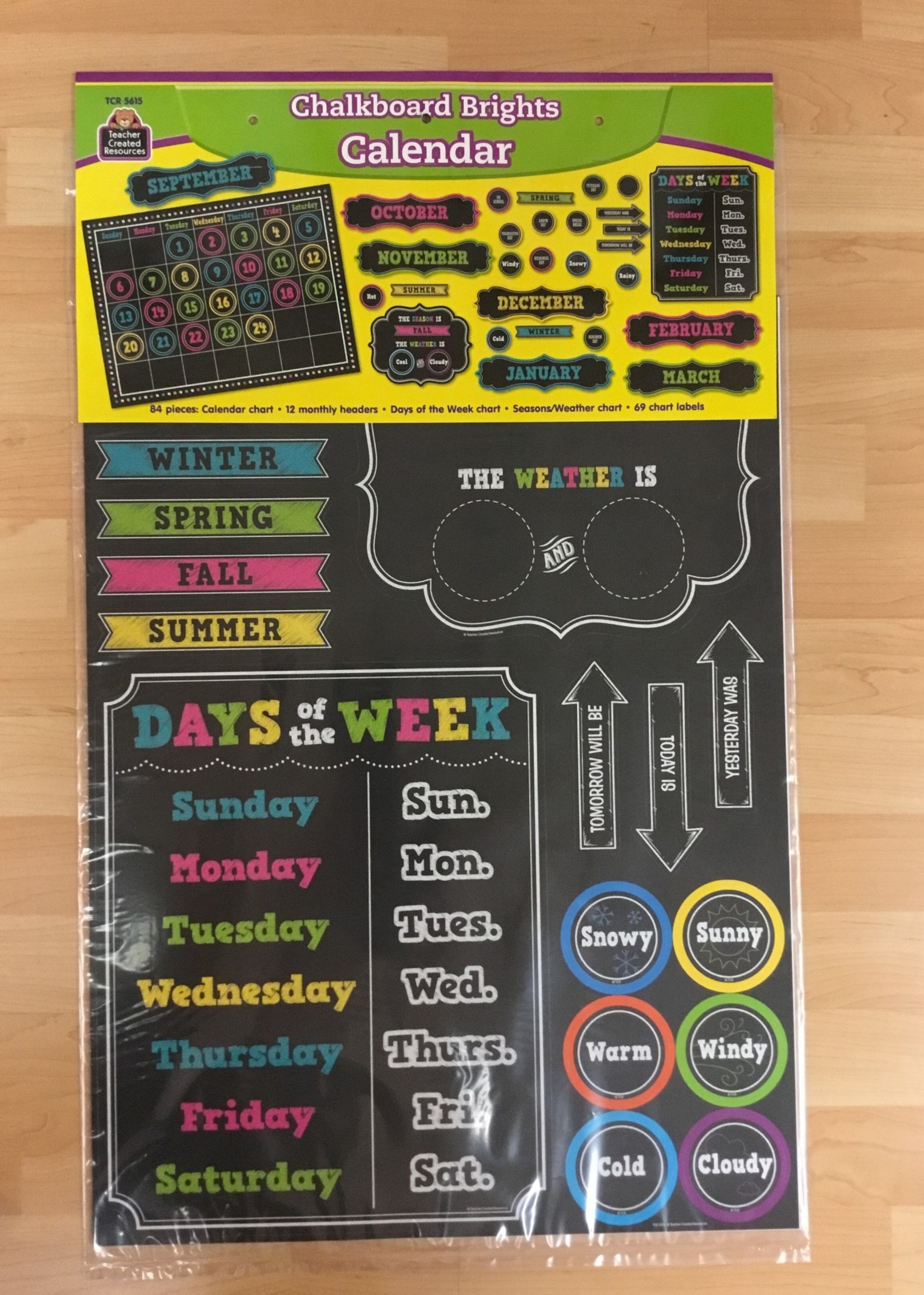 Chalkboard Brights Calendar Bulletin Board