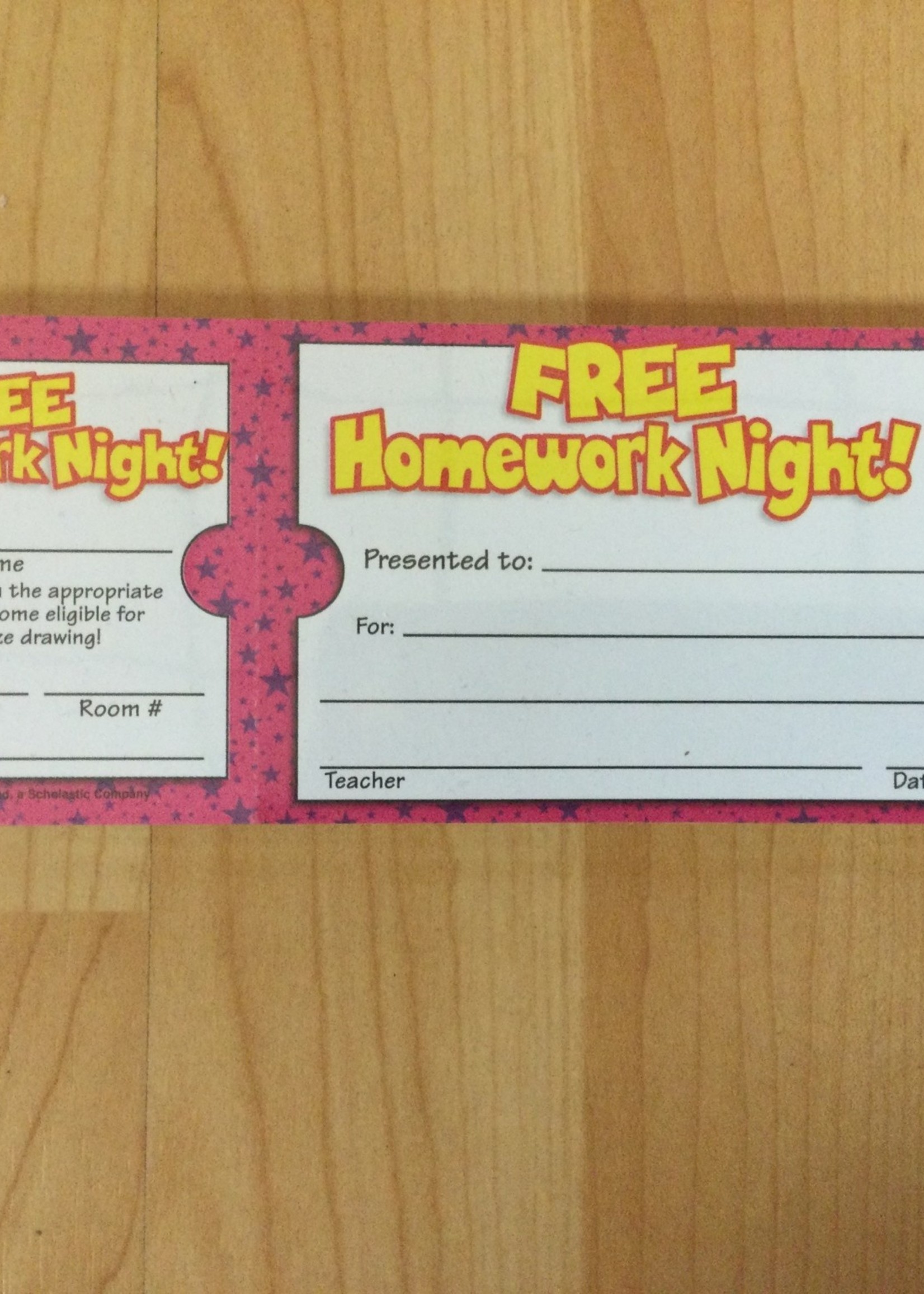 Free Homework Night Tickets 100pk