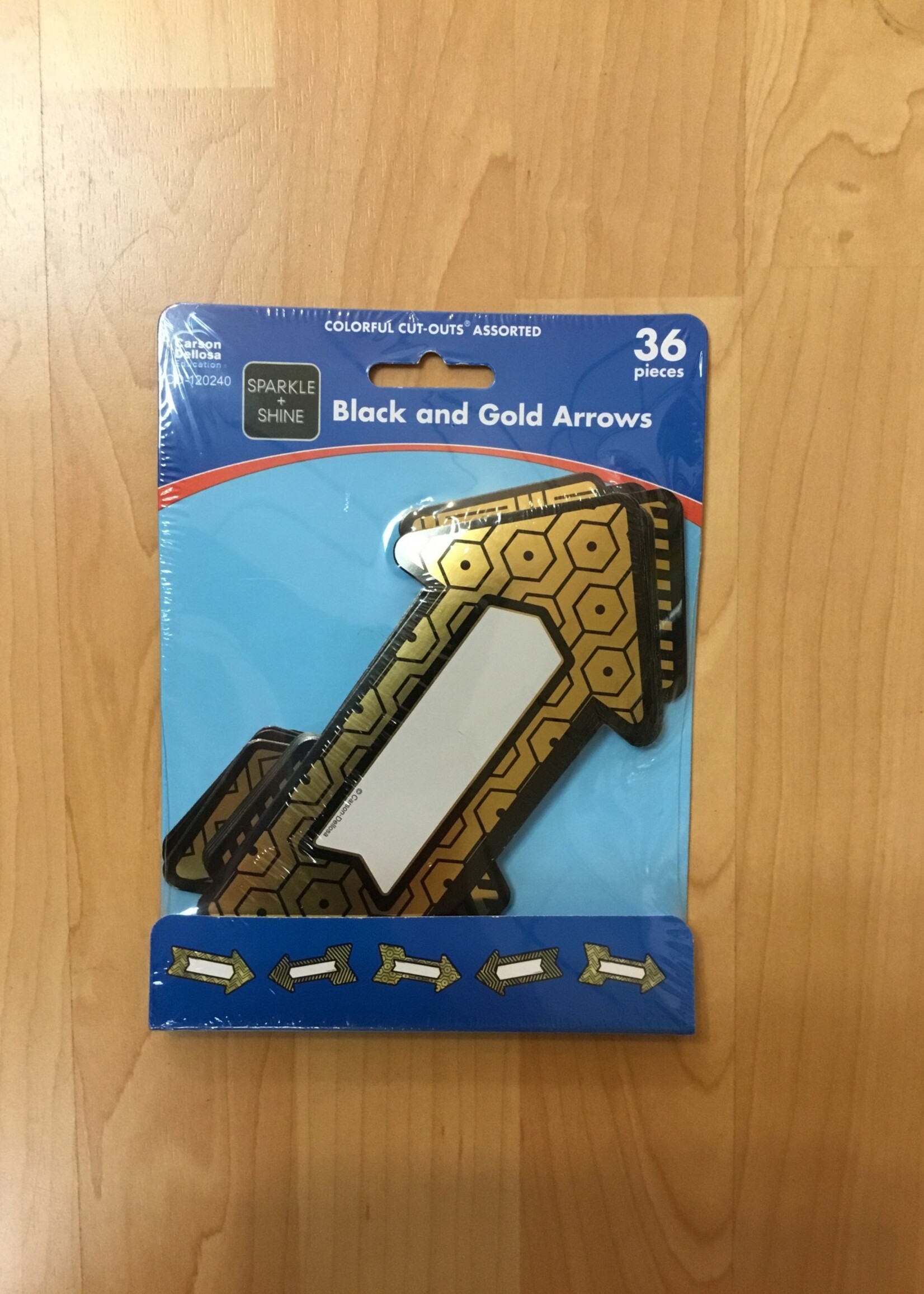 Sparkle & Shine Black & Gold Arrows Cutouts 36pc