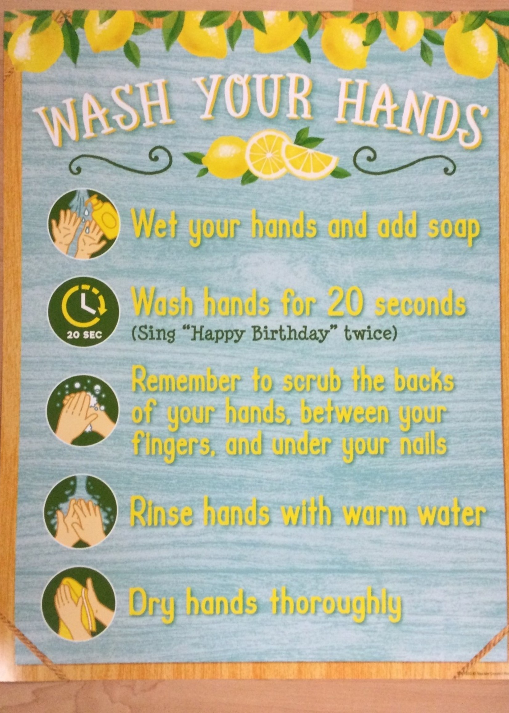 Lemon Zest Wash Your Hands Chart