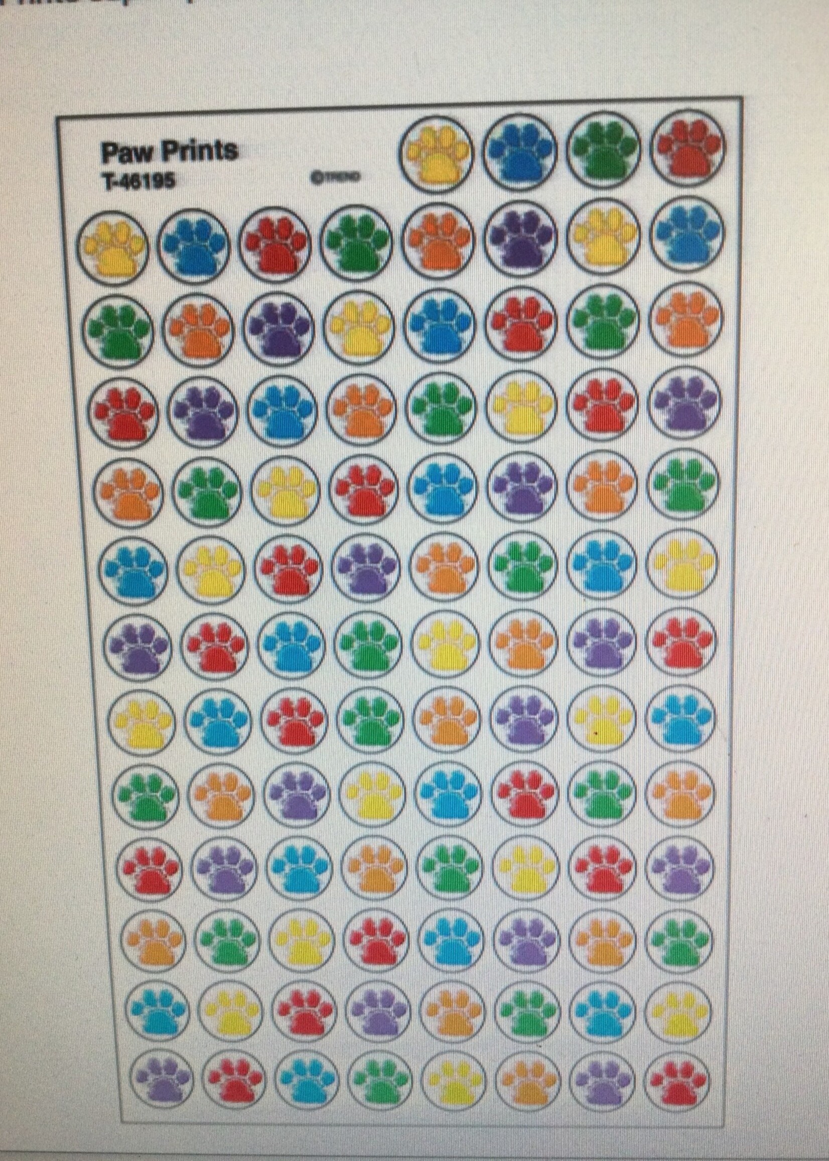 Paw Print Spot Stickers 800pc