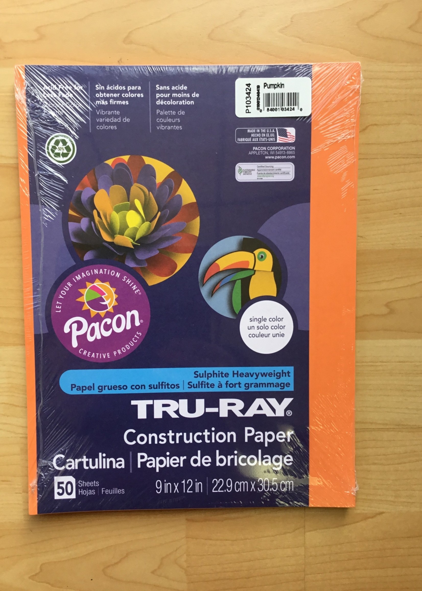 Pumpkin 9" x 12" Tru-Ray Construction Paper 50 Sheets