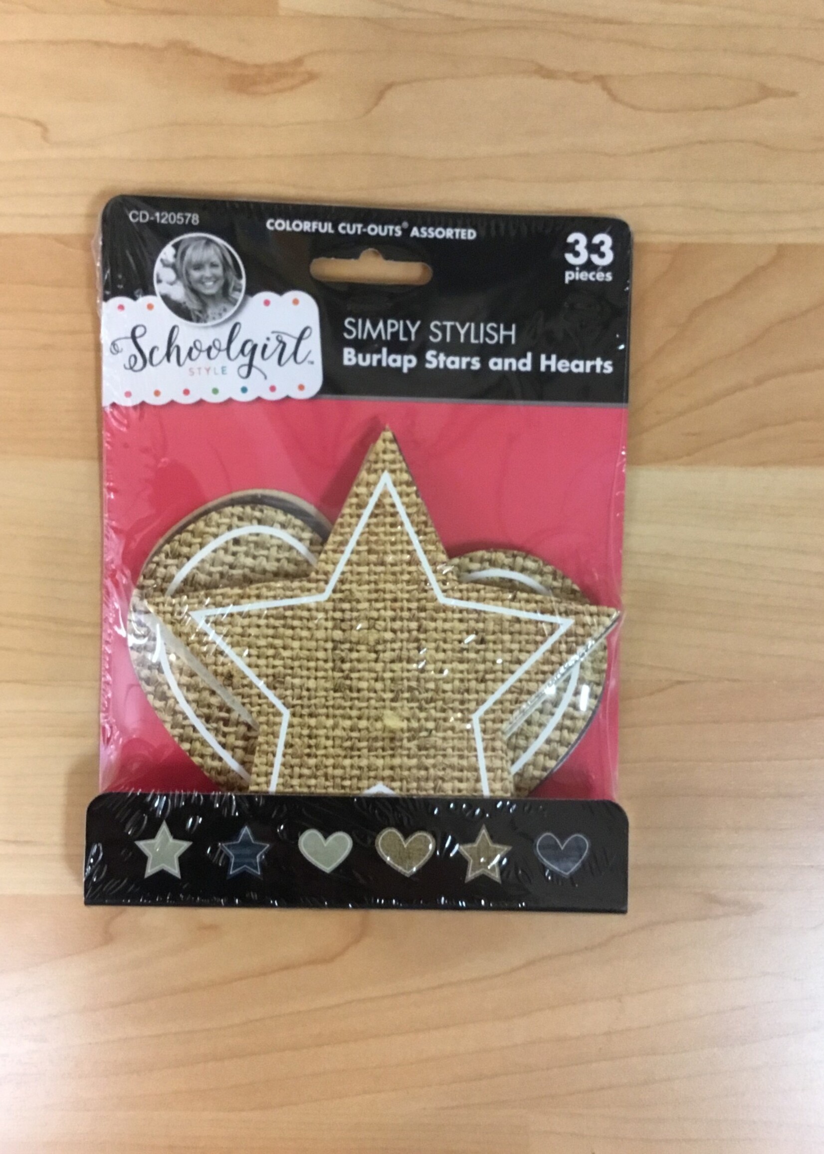 Schoolgirl Style Burlap Stars and Hearts Simply Stylish Cutouts