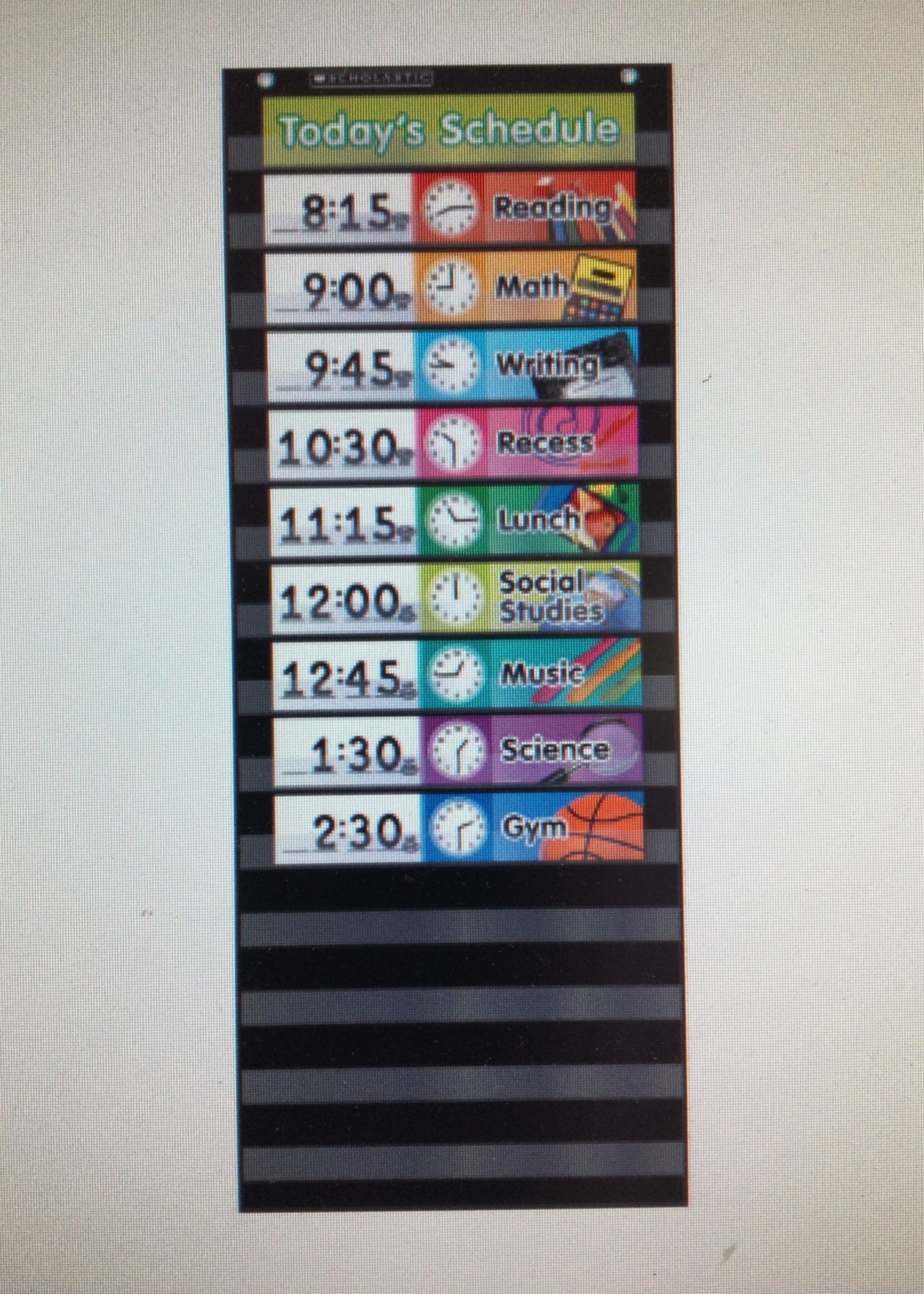 Daily Schedule Pocket Chart Black