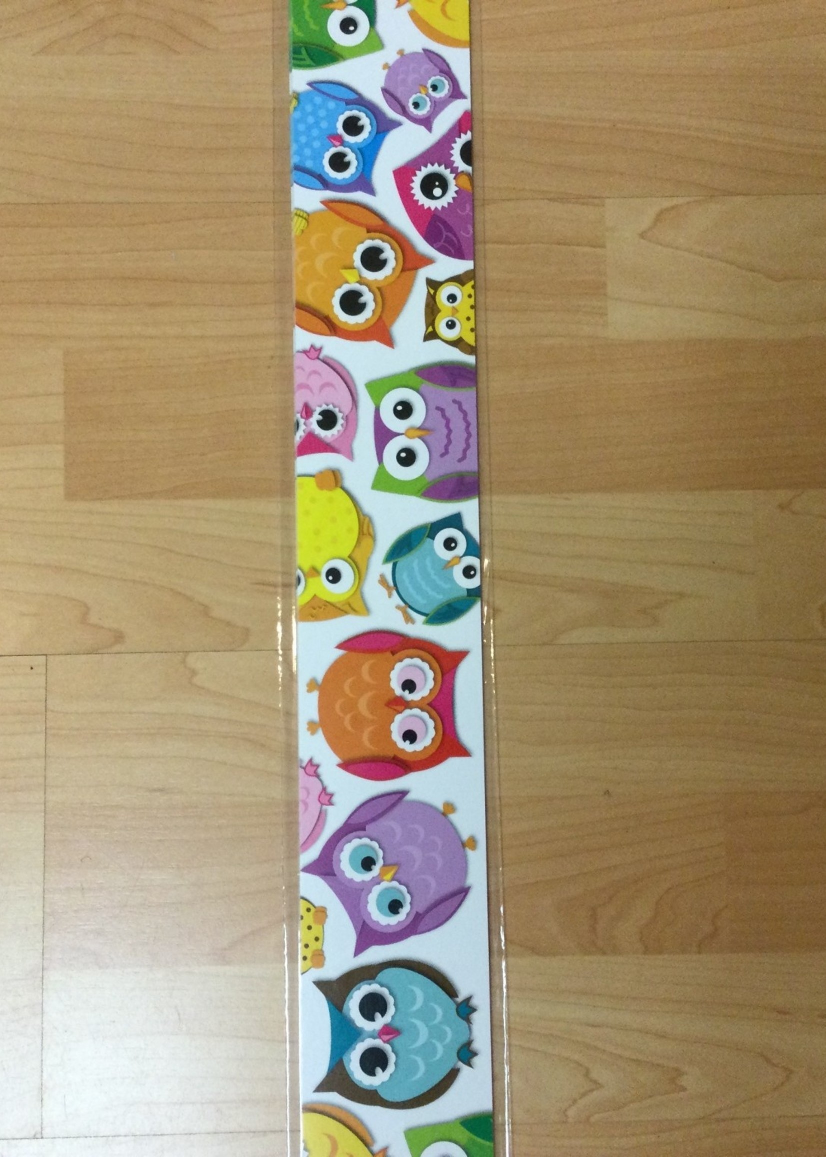 Colorful Owls Straight Border