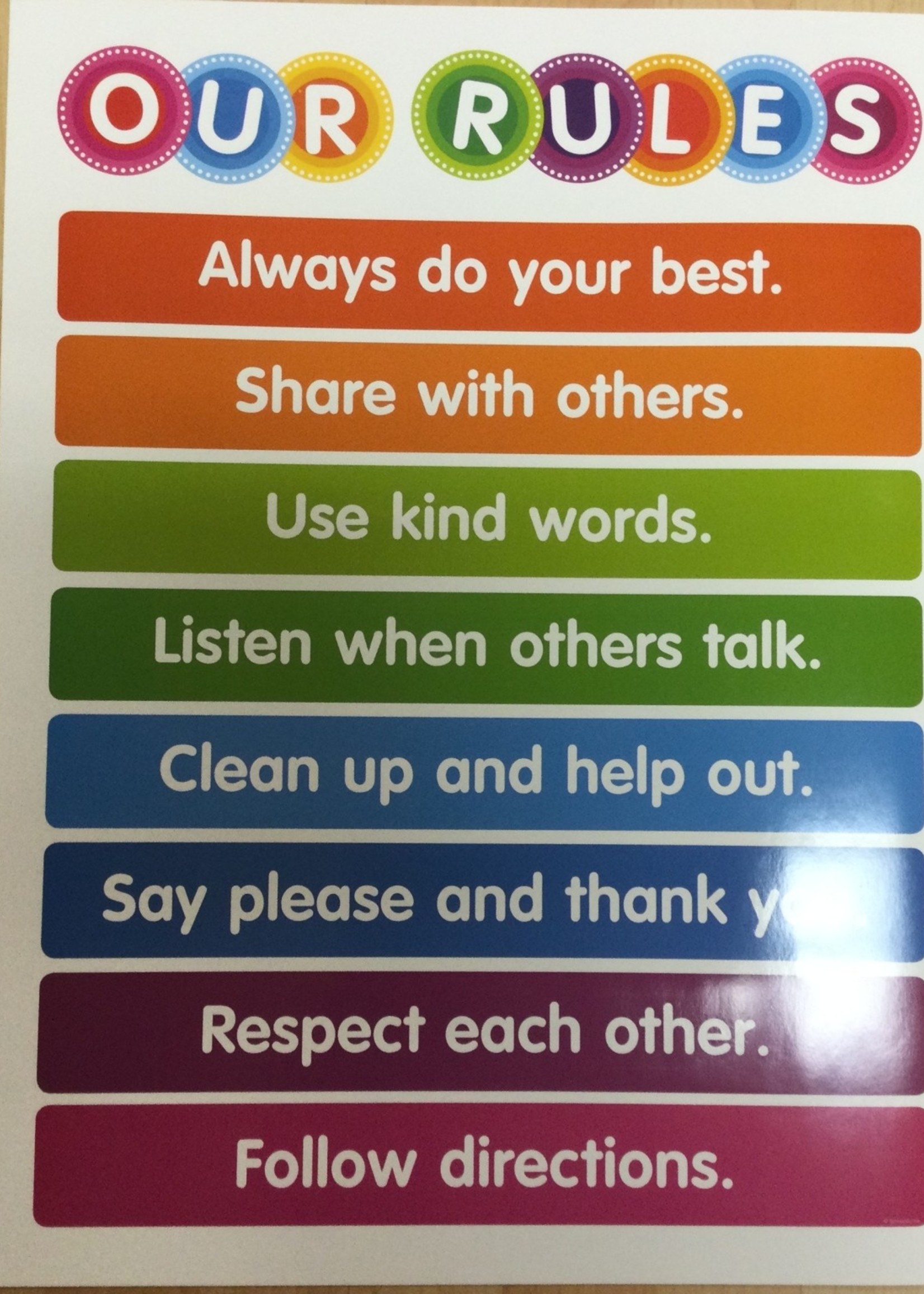 Color Your Classroom Our Rules Chart