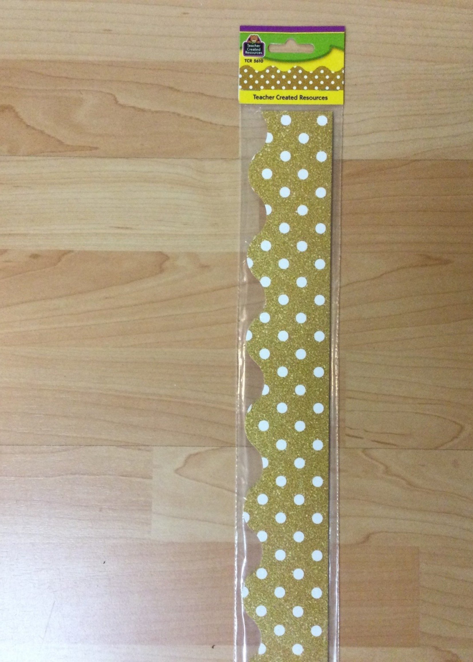 Gold Shimmer Polka Dot Scalloped Border