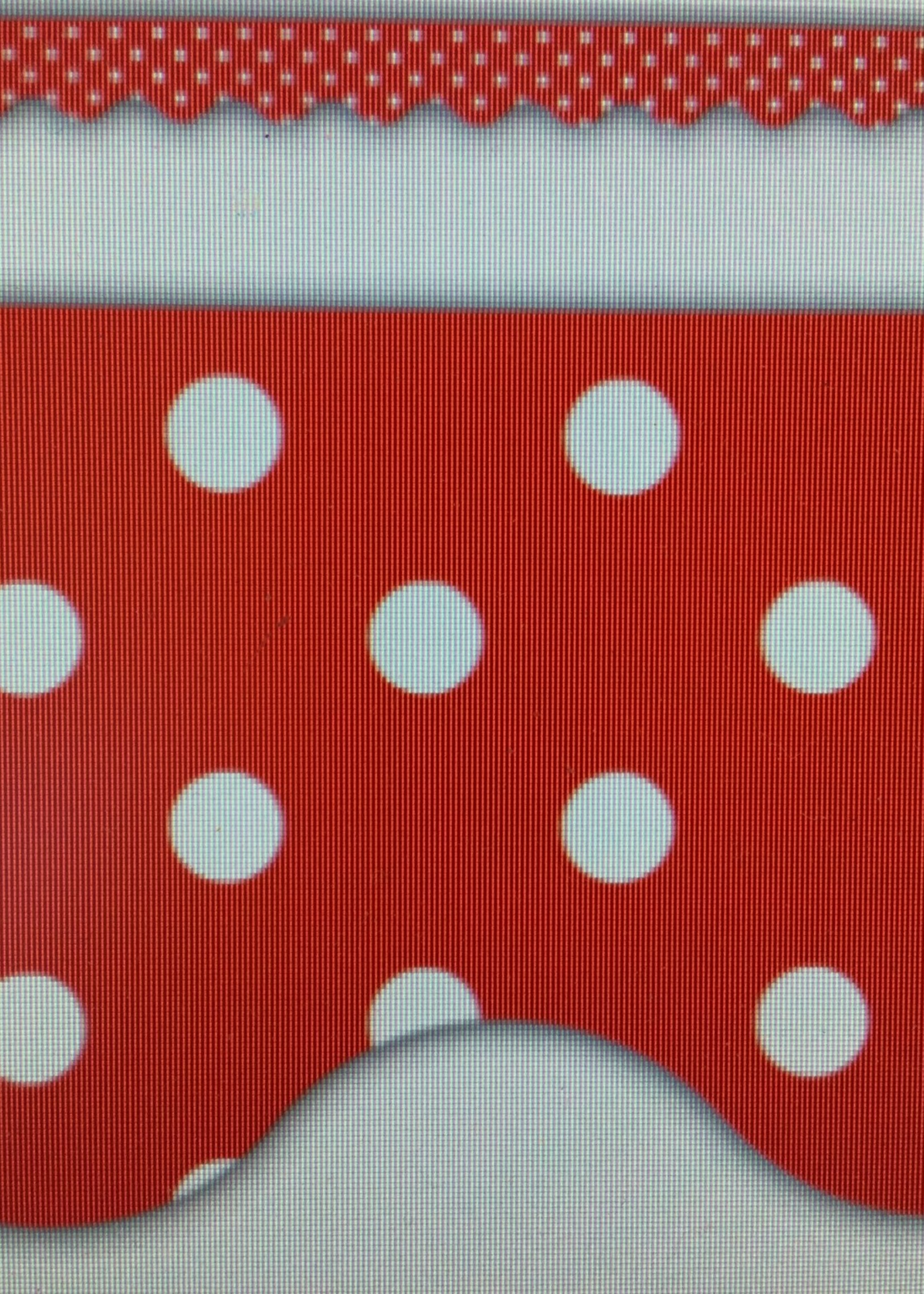 Red Polka Dot Scalloped Border 35'