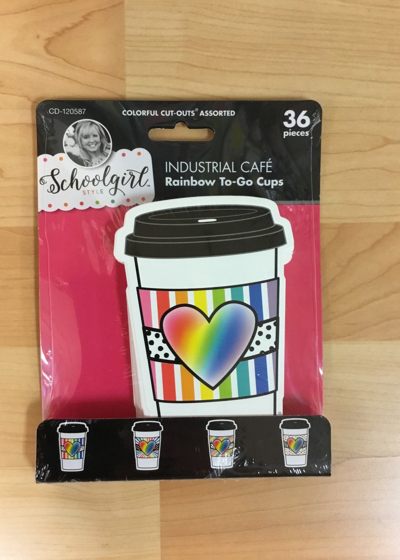 Schoolgirl Style Industrial Cafe Rainbow To-Go Cups Cutouts