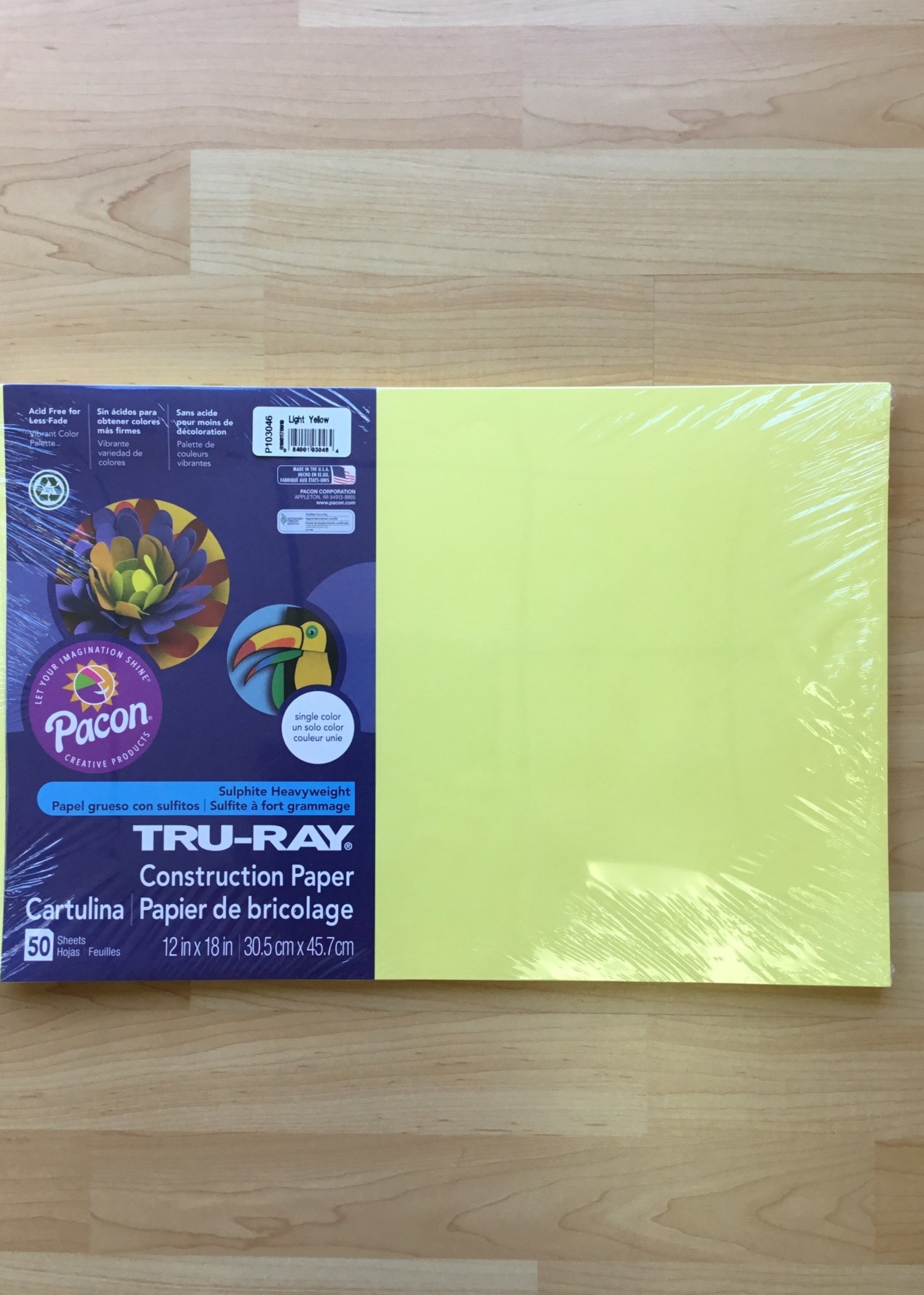 Light Yellow 12" x 18" Tru-Ray Construction Paper 50 sheets
