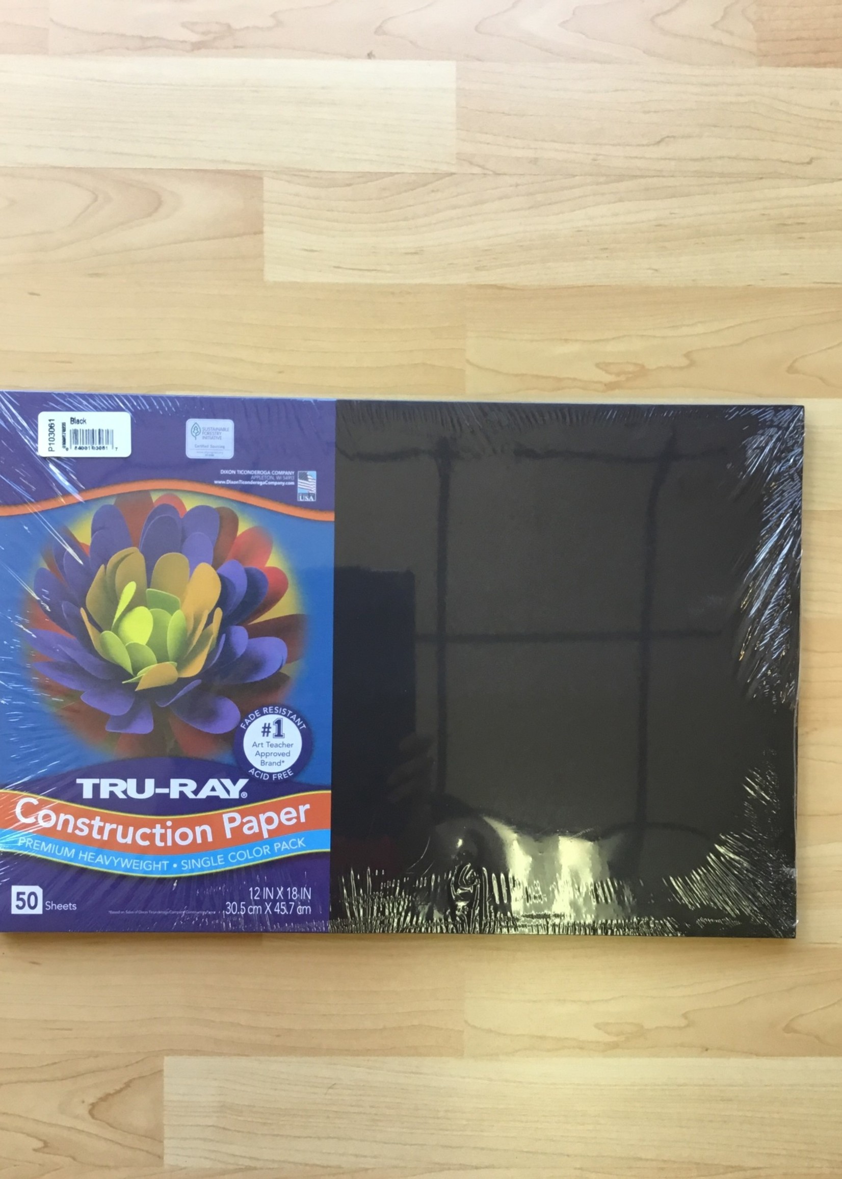 Black 12" x 18" Tru-Ray Construction Paper 50 sheets