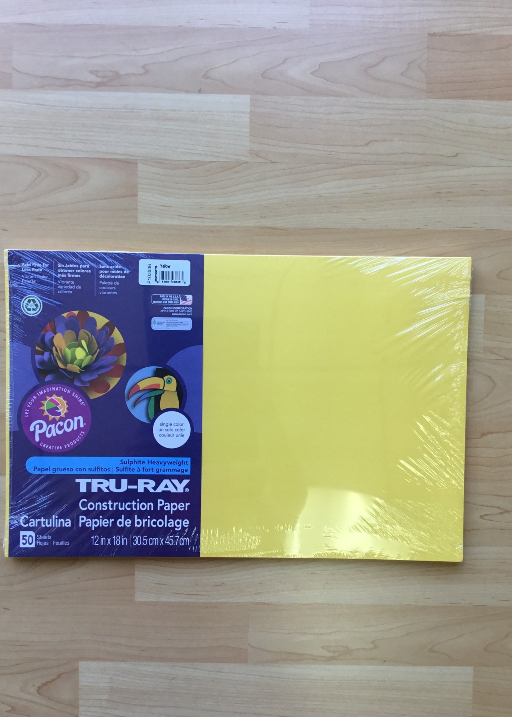 Yellow 12" x 18" Tru-Ray Construction Paper 50 sheets