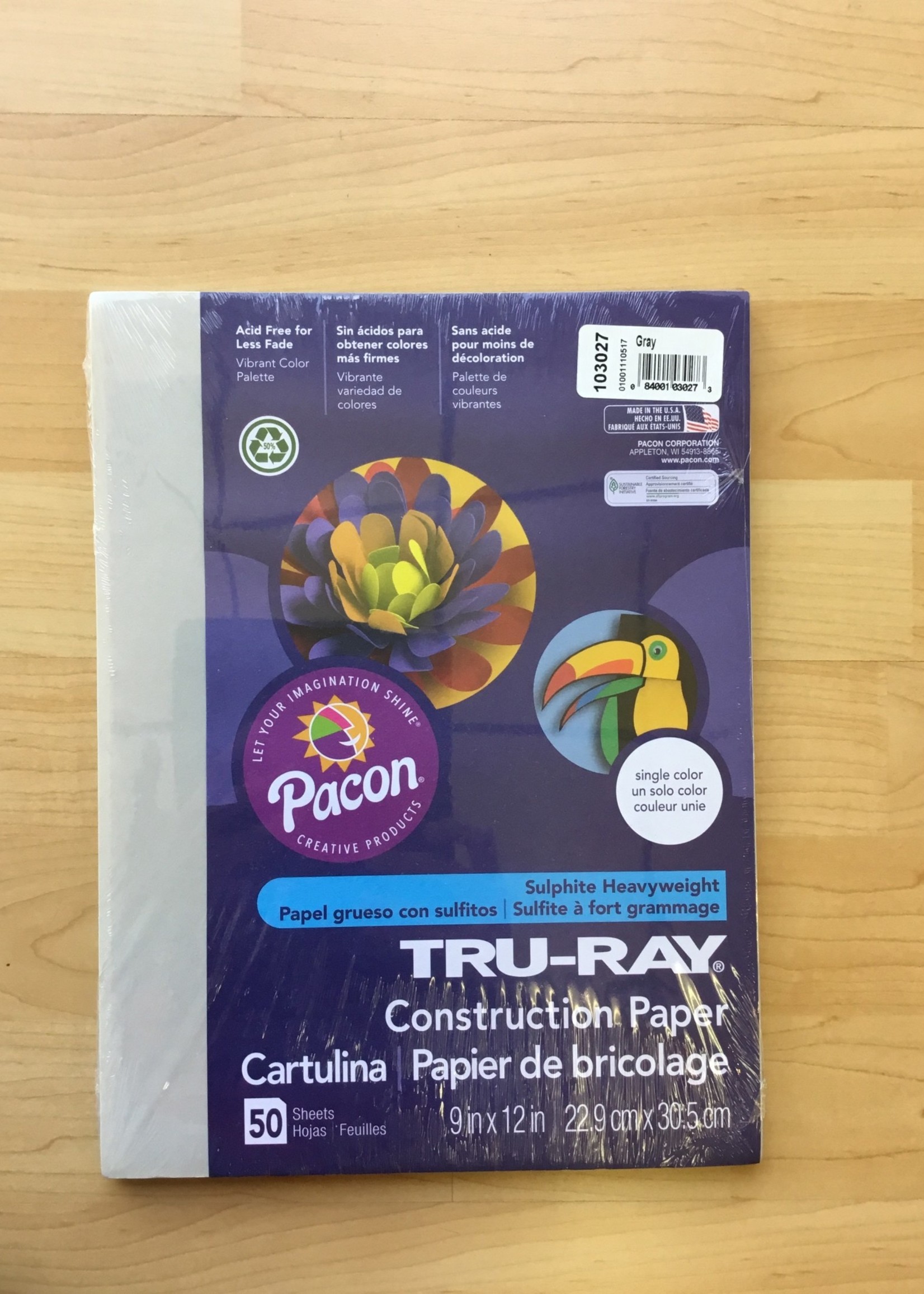 Grey 9" x 12" Tru-Ray Construction Paper 50 sheets