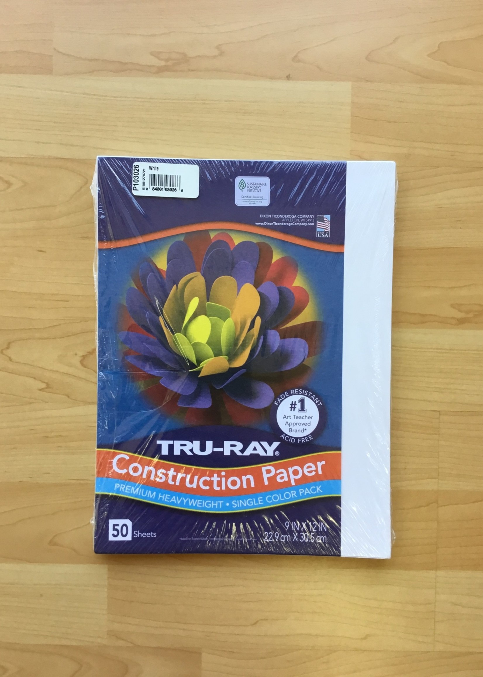 White 9" x 12" Tru-Ray Construction Paper 50 sheets