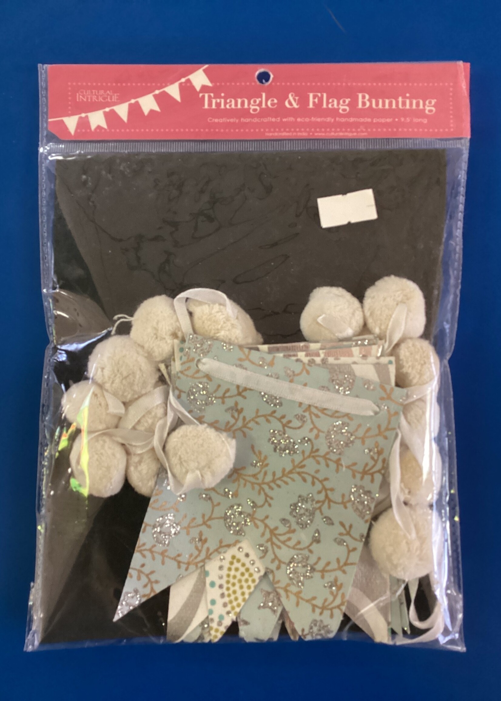 Silver/Blue Triangle & Flag Bunting 9.5'