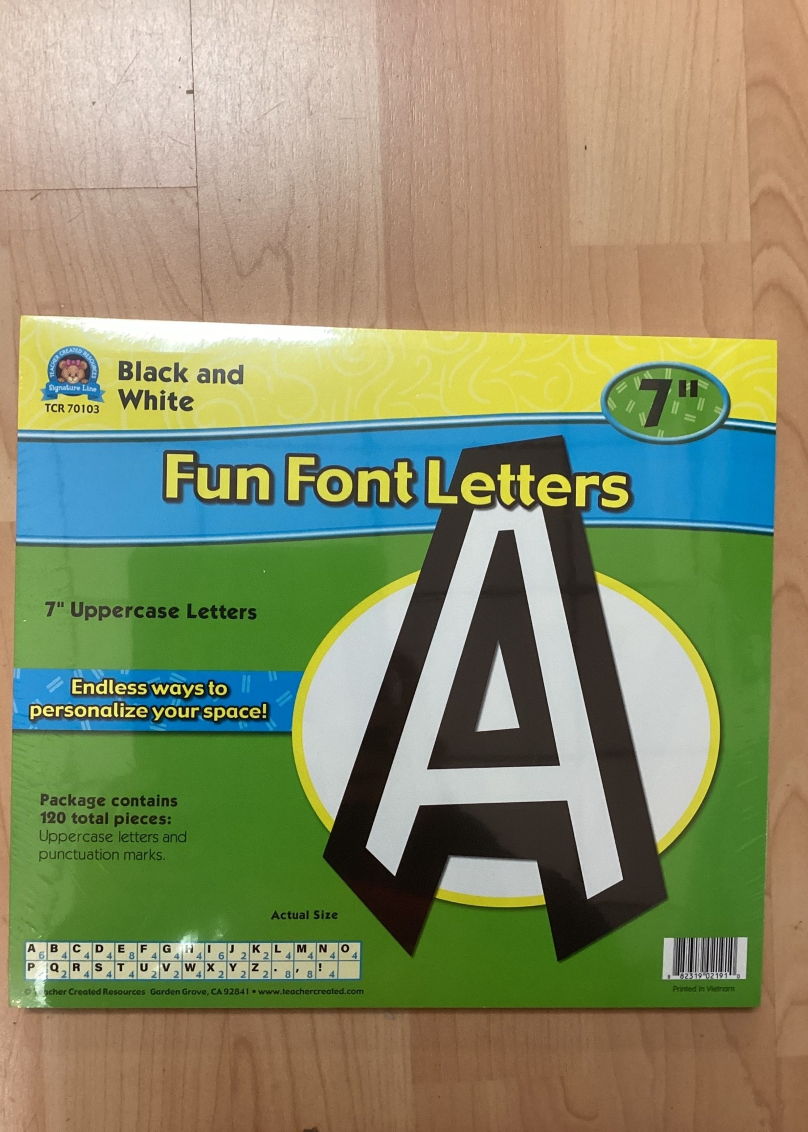 Black and White Fun Font Letters 7"