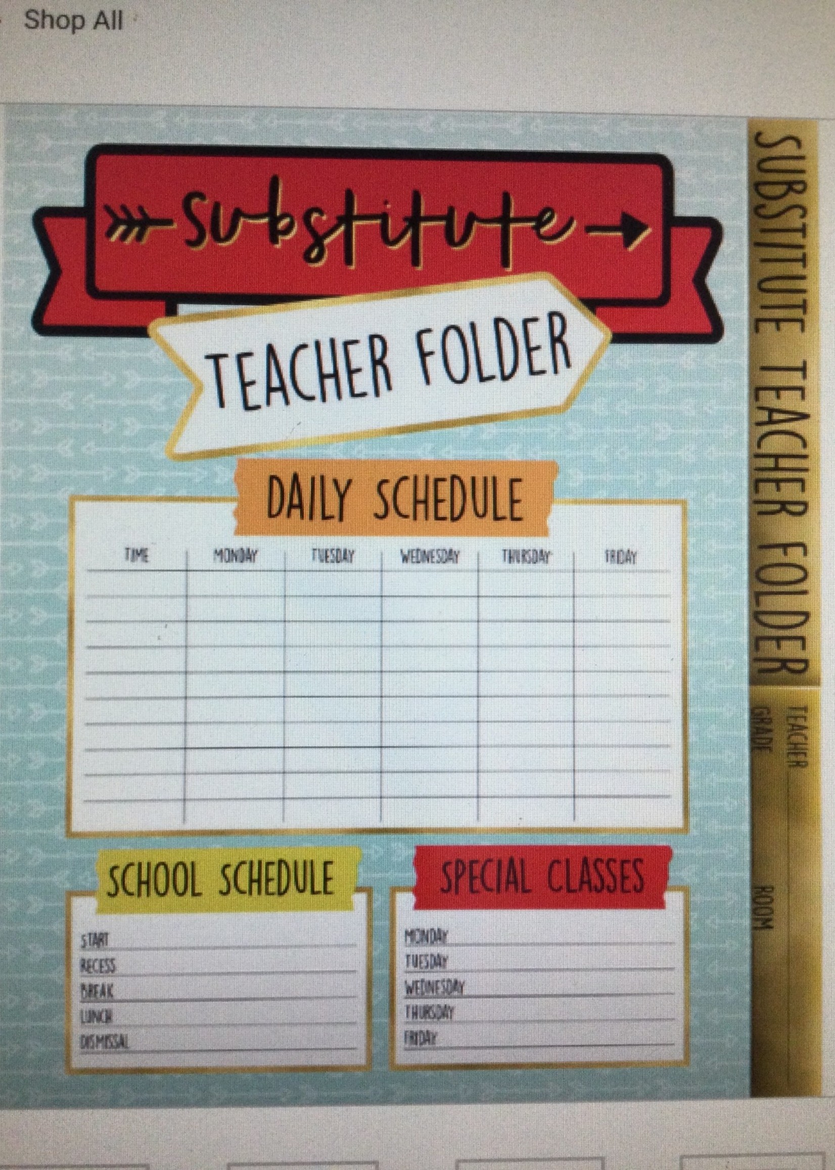 Aim High Substitute Folder Aim High Substitute Folder