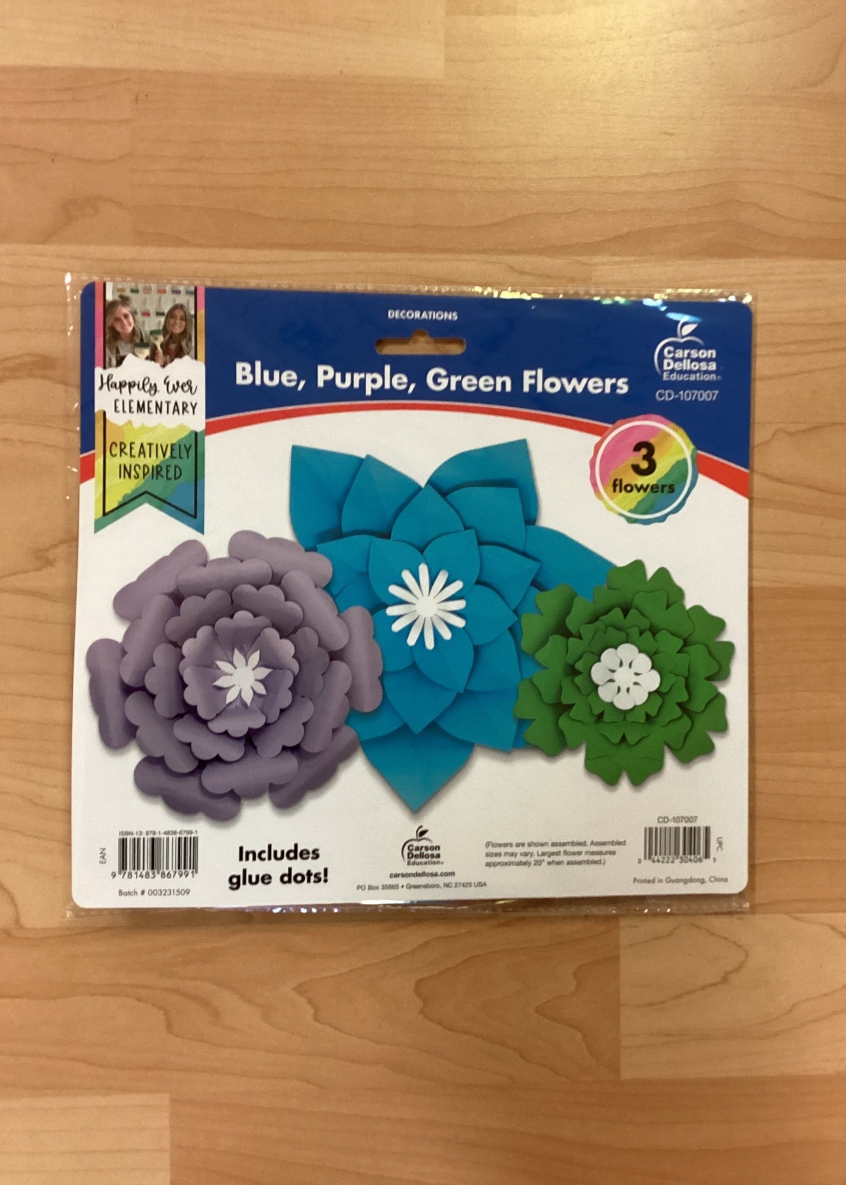 Blue, Purple, Green Flowers Dimensional Accent