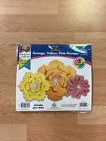 Orange, Yellow, Pink Flowers Dimensional Accent 3pc