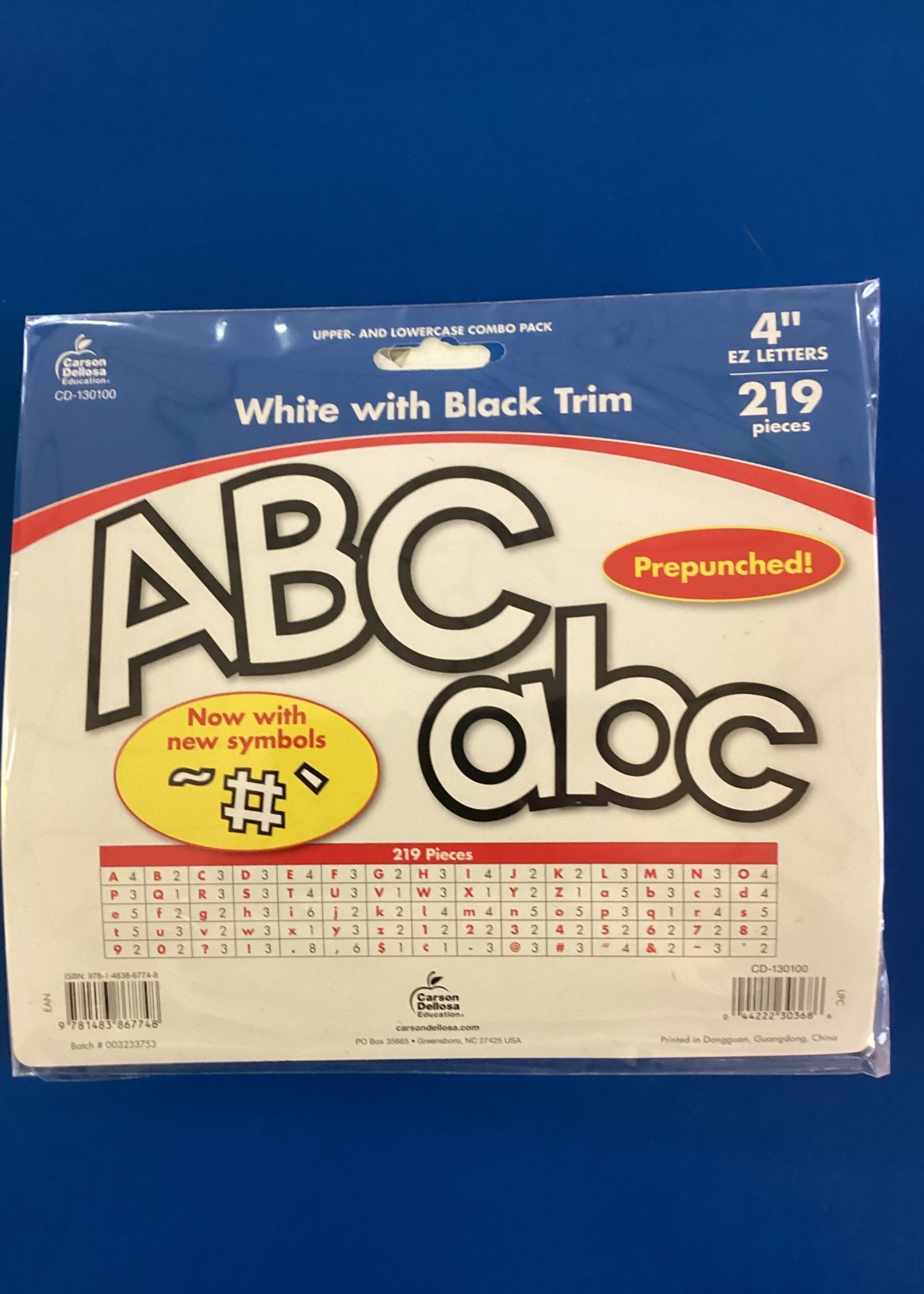 White with Black Trim 4" Letters 219pc