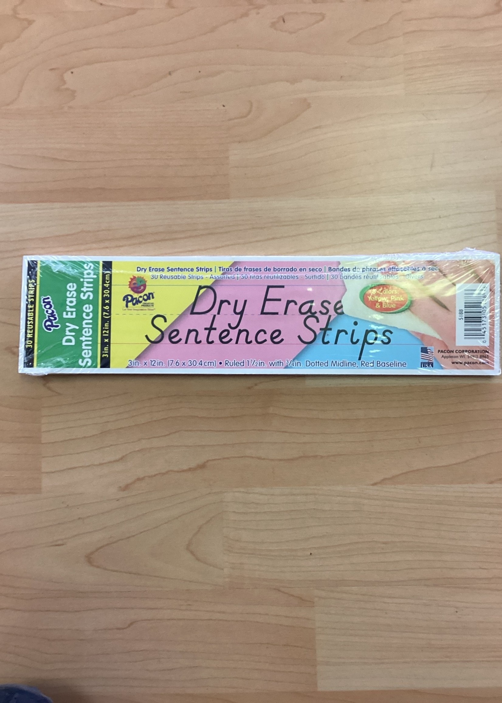 Dry Erase Word Strips Asst Colors 30 pk