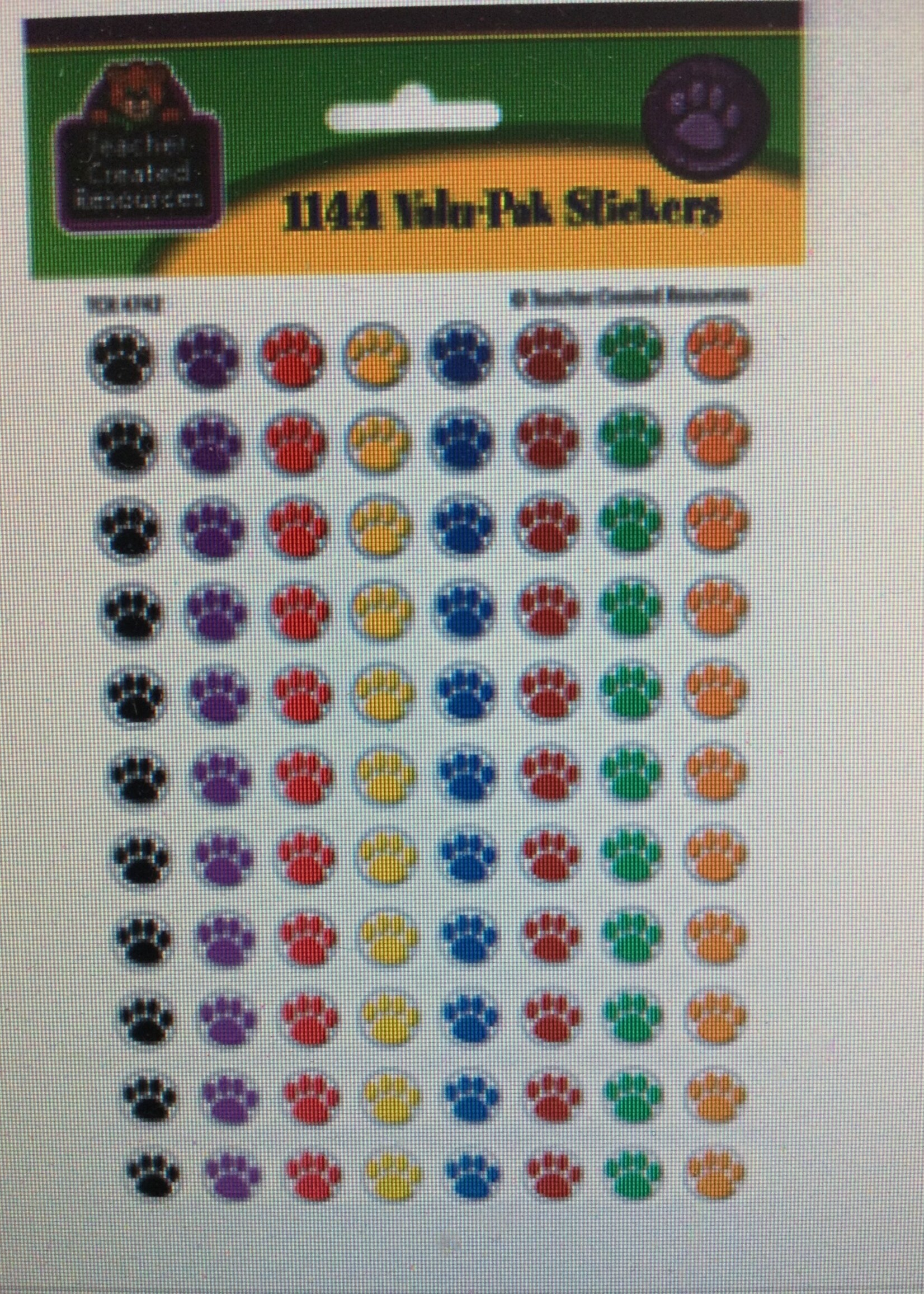 1144 Paw Print Spot Stickers 1144 Colorful Paw Print Incentive Stickers