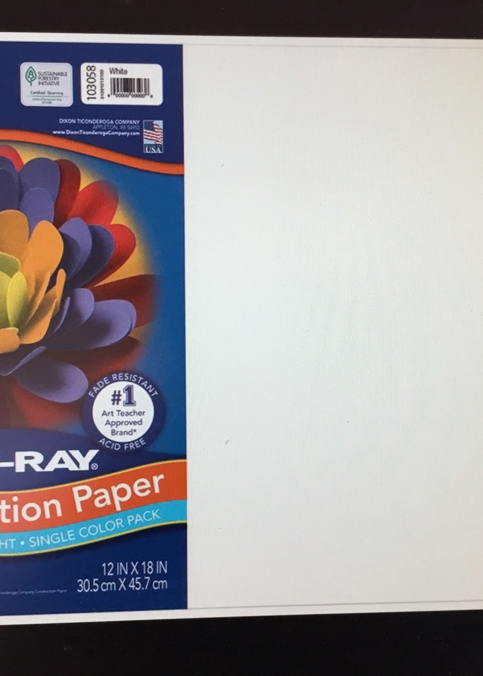 White 12" x 18" Tru-Ray Construction Paper 50 sheets
