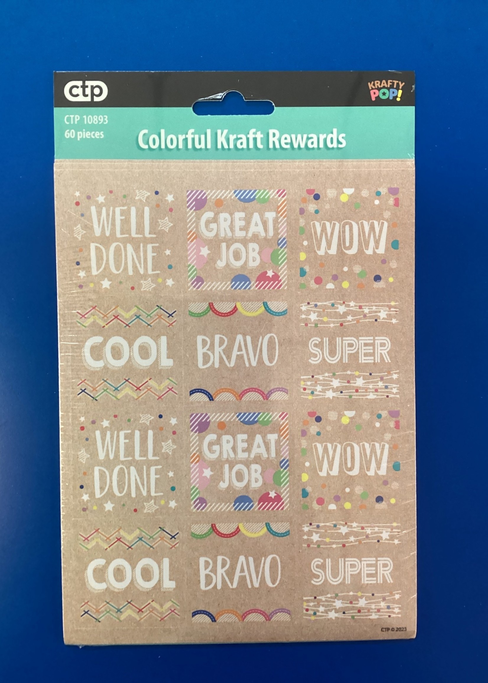 Krafty Pop Colorful Kraft Reward Stickers 60pc