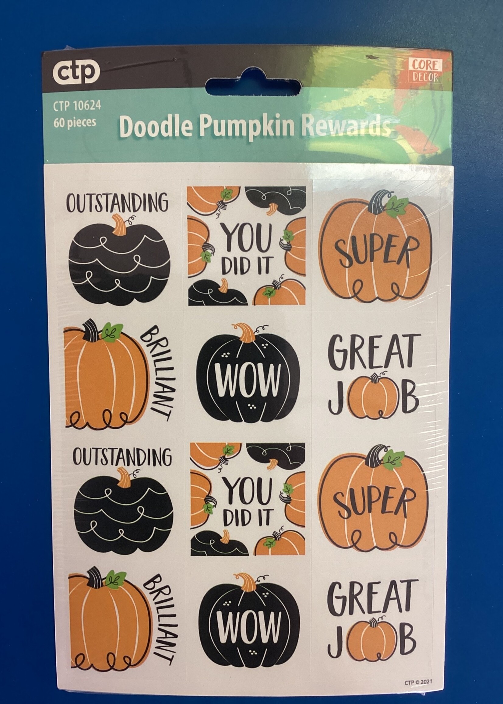 Doodle Pumpkin Rewards Stickers 60pc