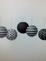 Black & White 8" Hanging Lanterns 6pk