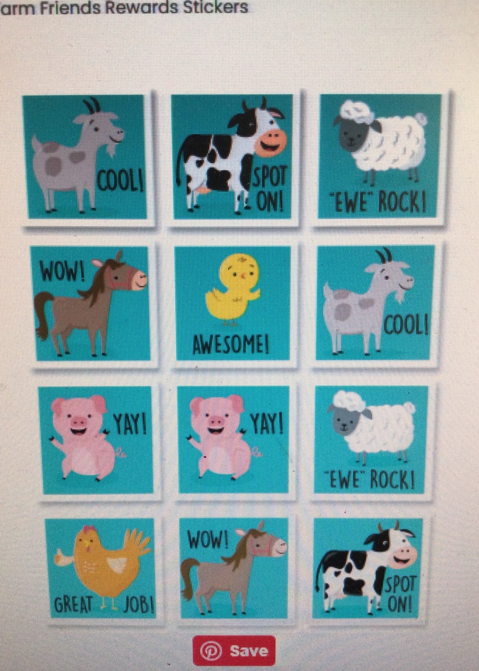 Farm Friends Rewards Stickers 60pc