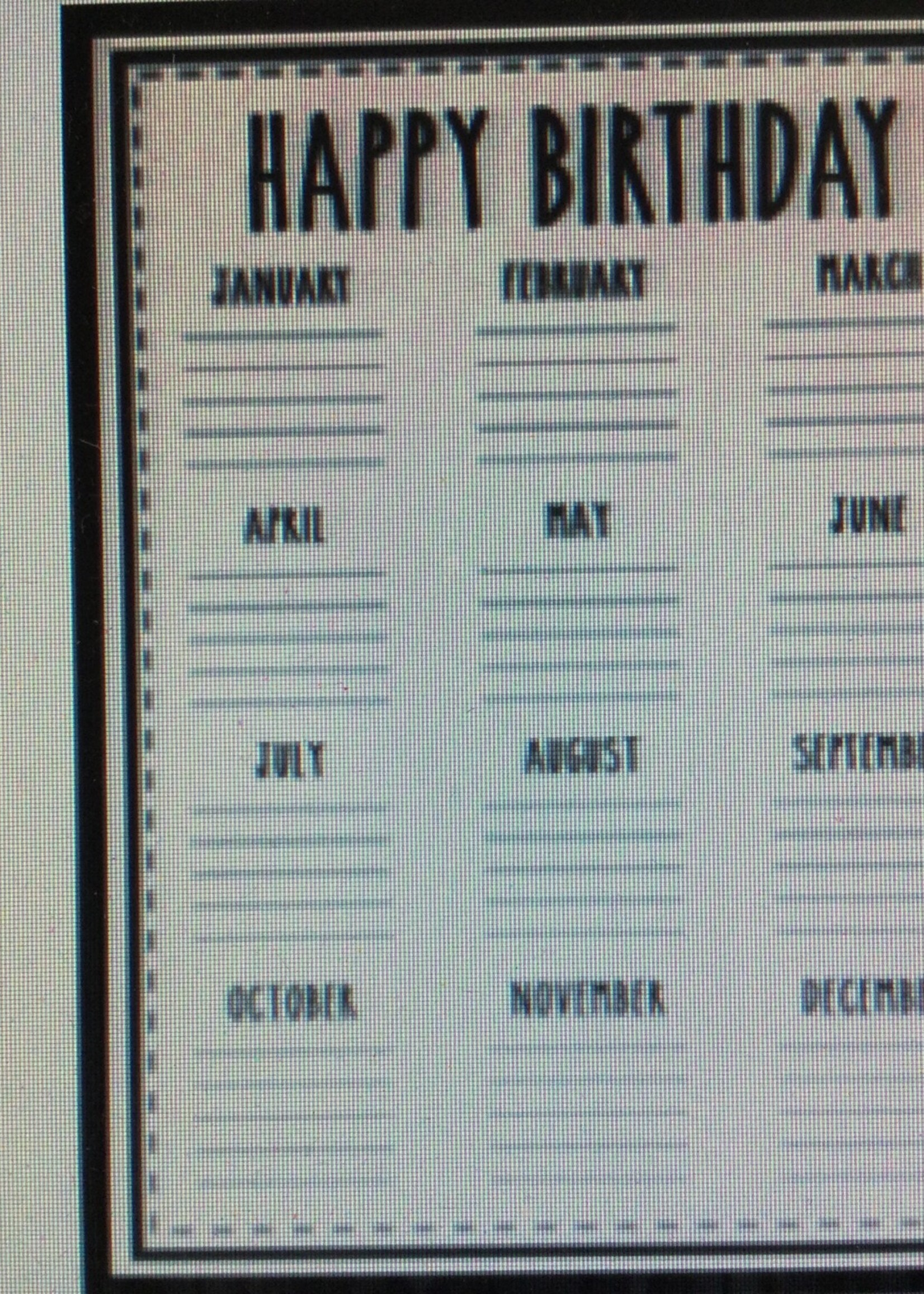 Modern Farmhouse Happy Birthday Chart