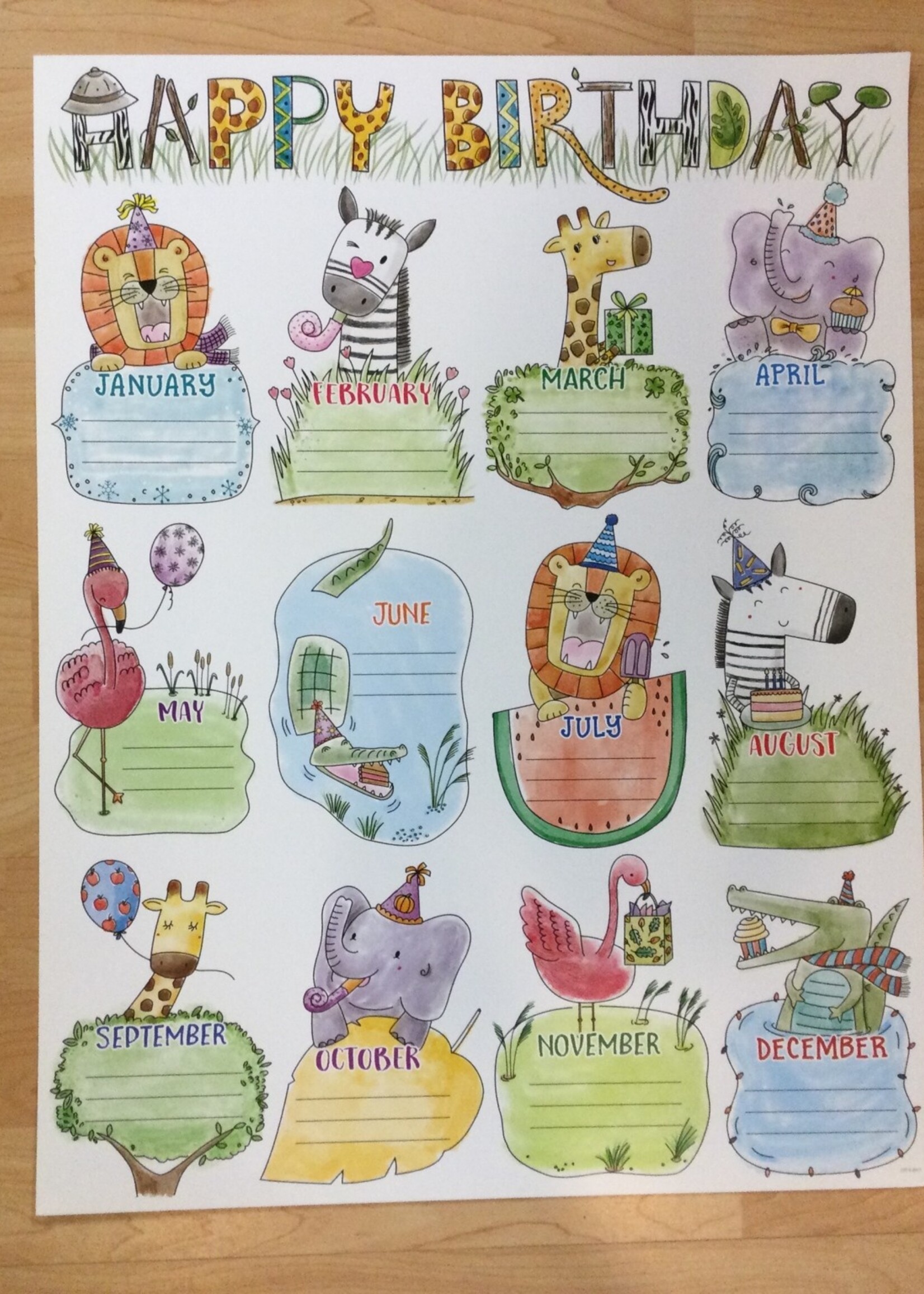 Safari Friends Birthday Chart