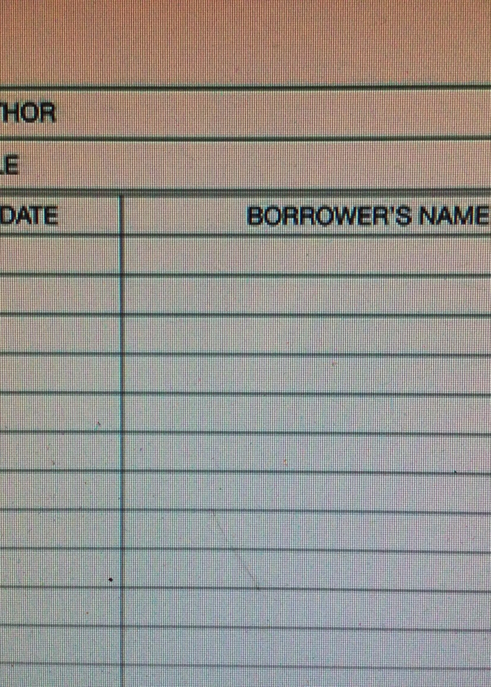 Library Card Chart