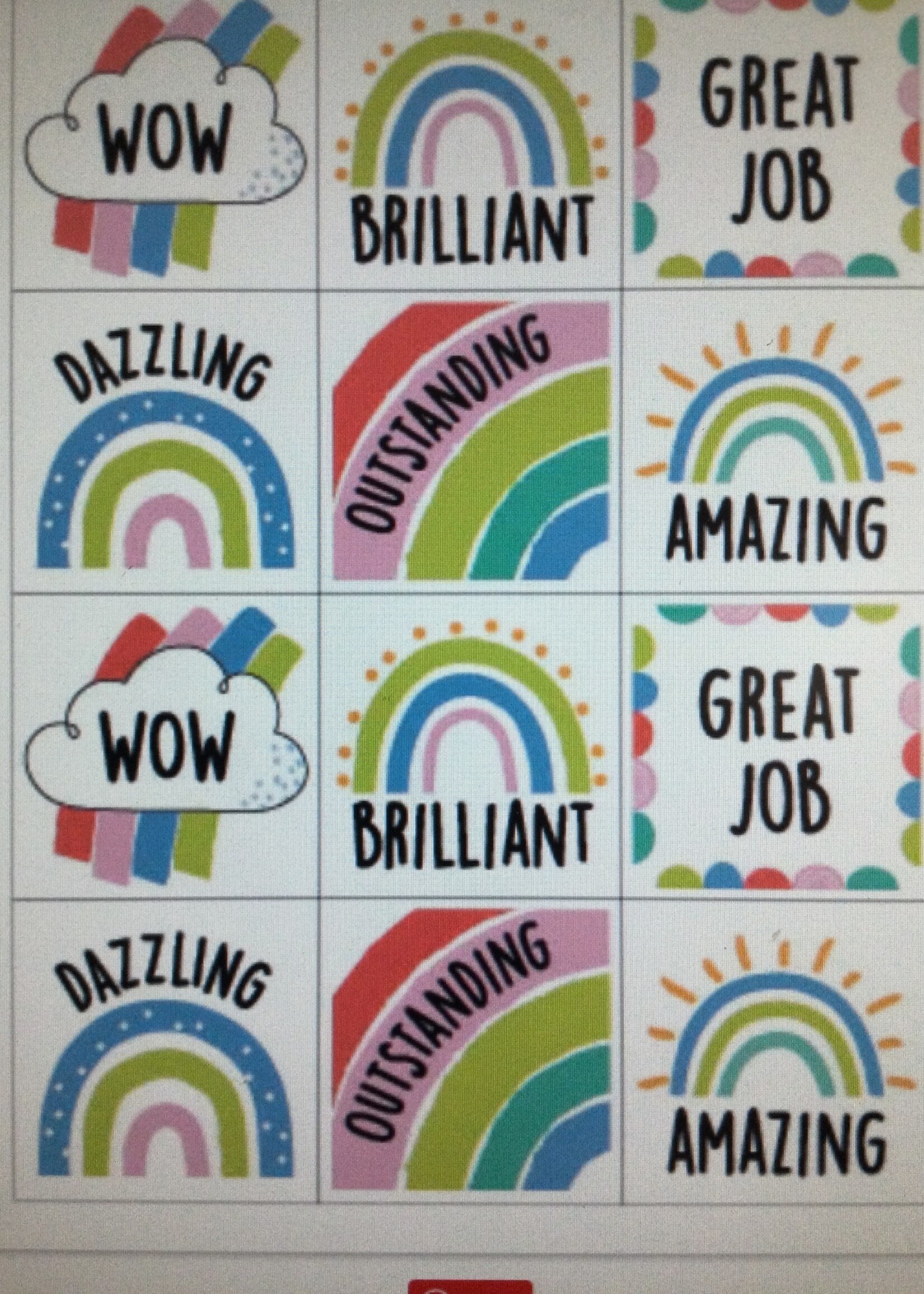 Rainbow Doodle Reward Stickers 60pc