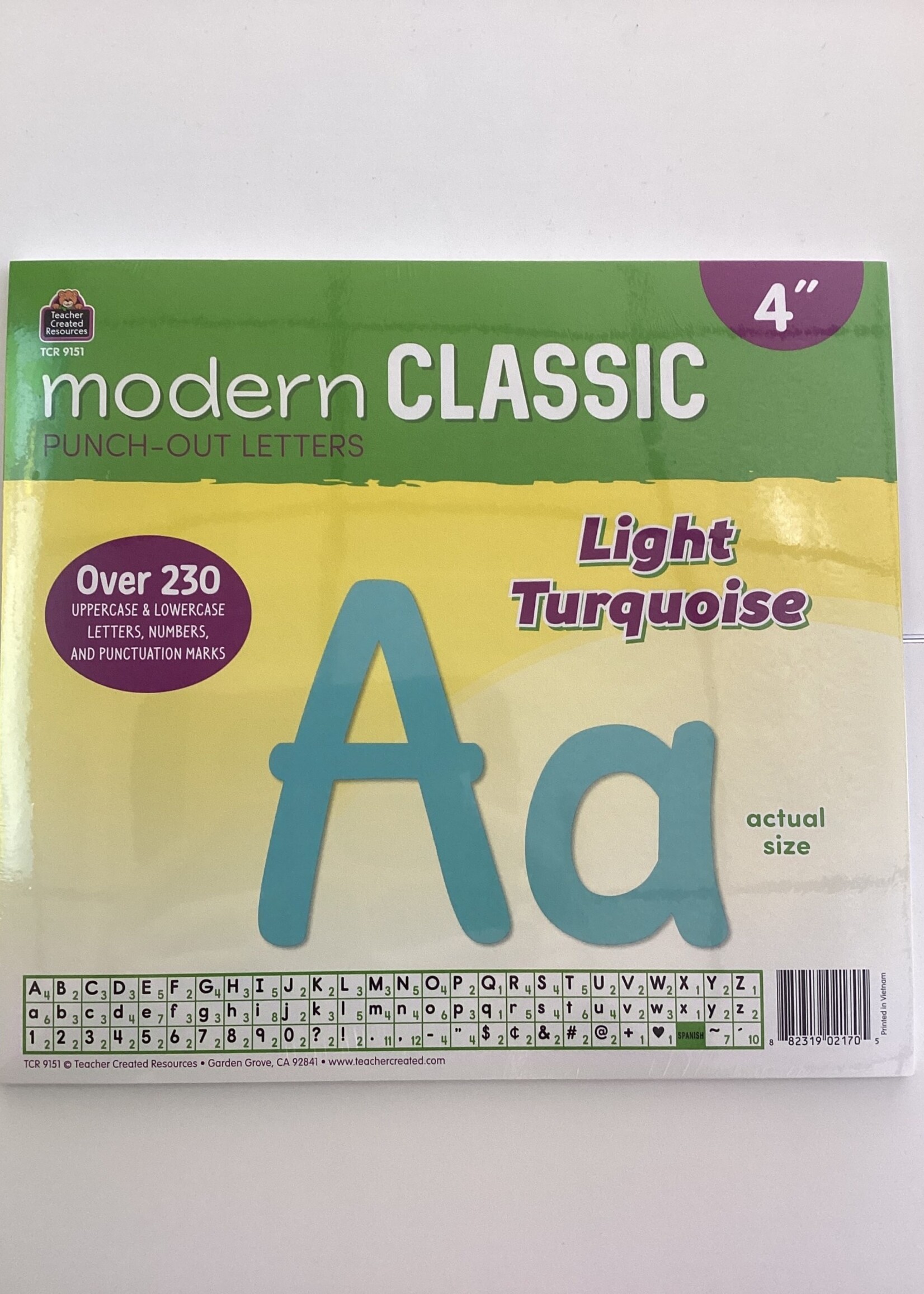 Modern Classic Light Turquoise Letters 4"