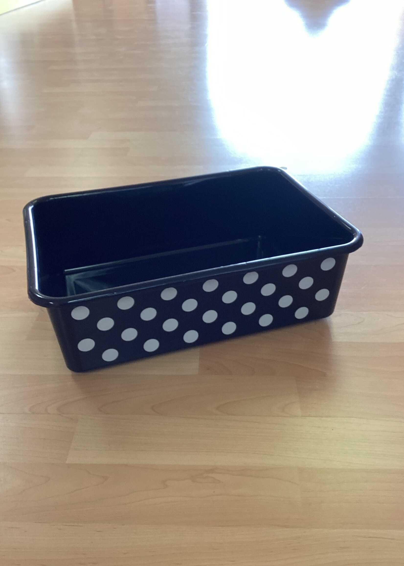Large White Polka Dots on Black Storage Bin