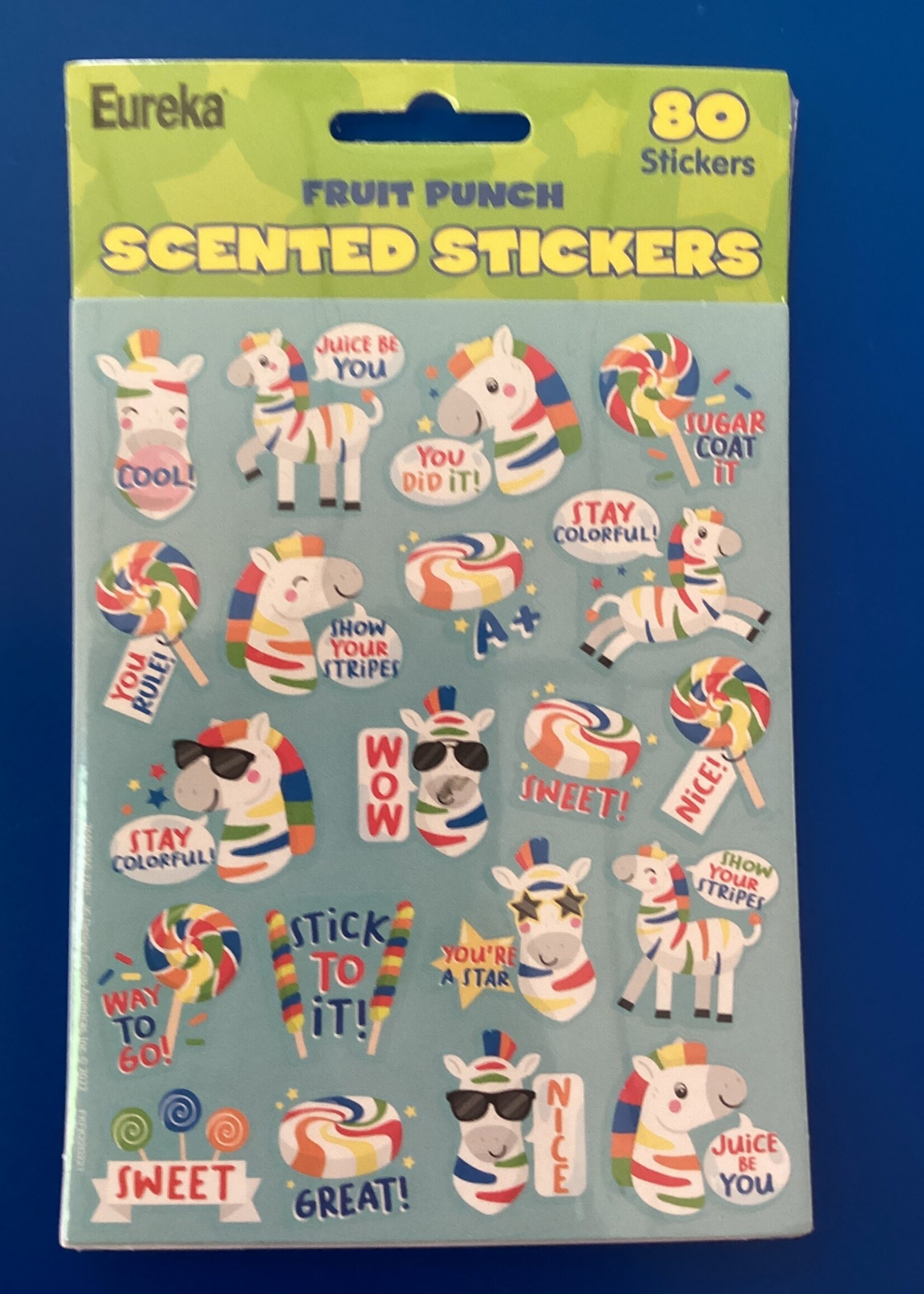 Fruit Punch Zebras Scented Stickers 80pc