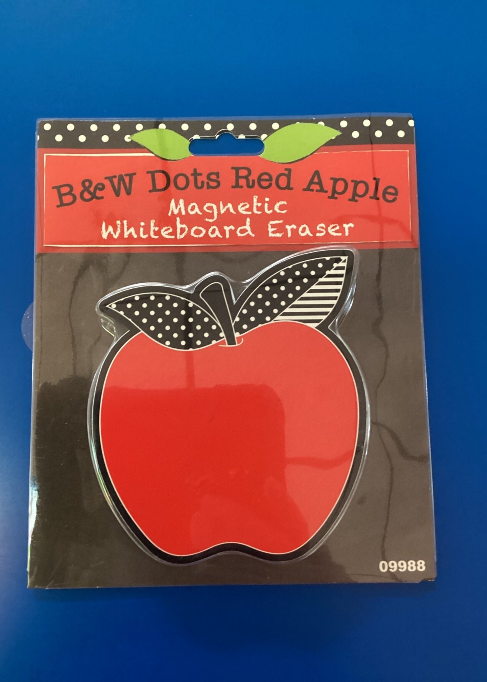 Black & White Dots Red Apple Magnetic Whiteboard Eraser