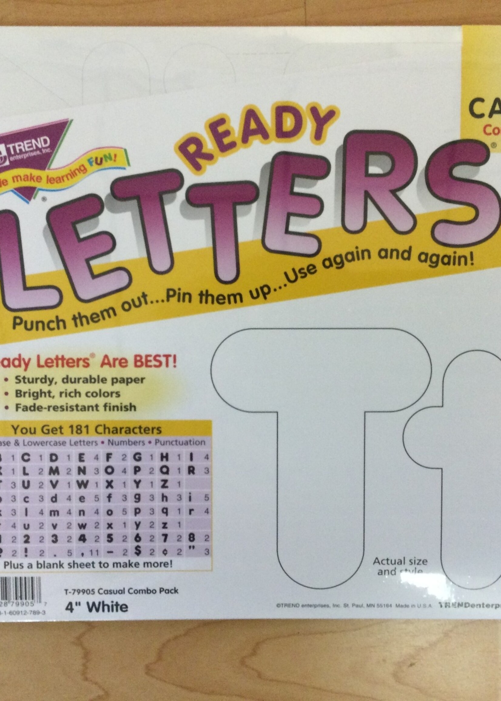 White Casual Letters 4"
