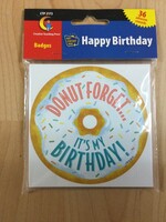 Donut Happy Birthday Badges 36pc
