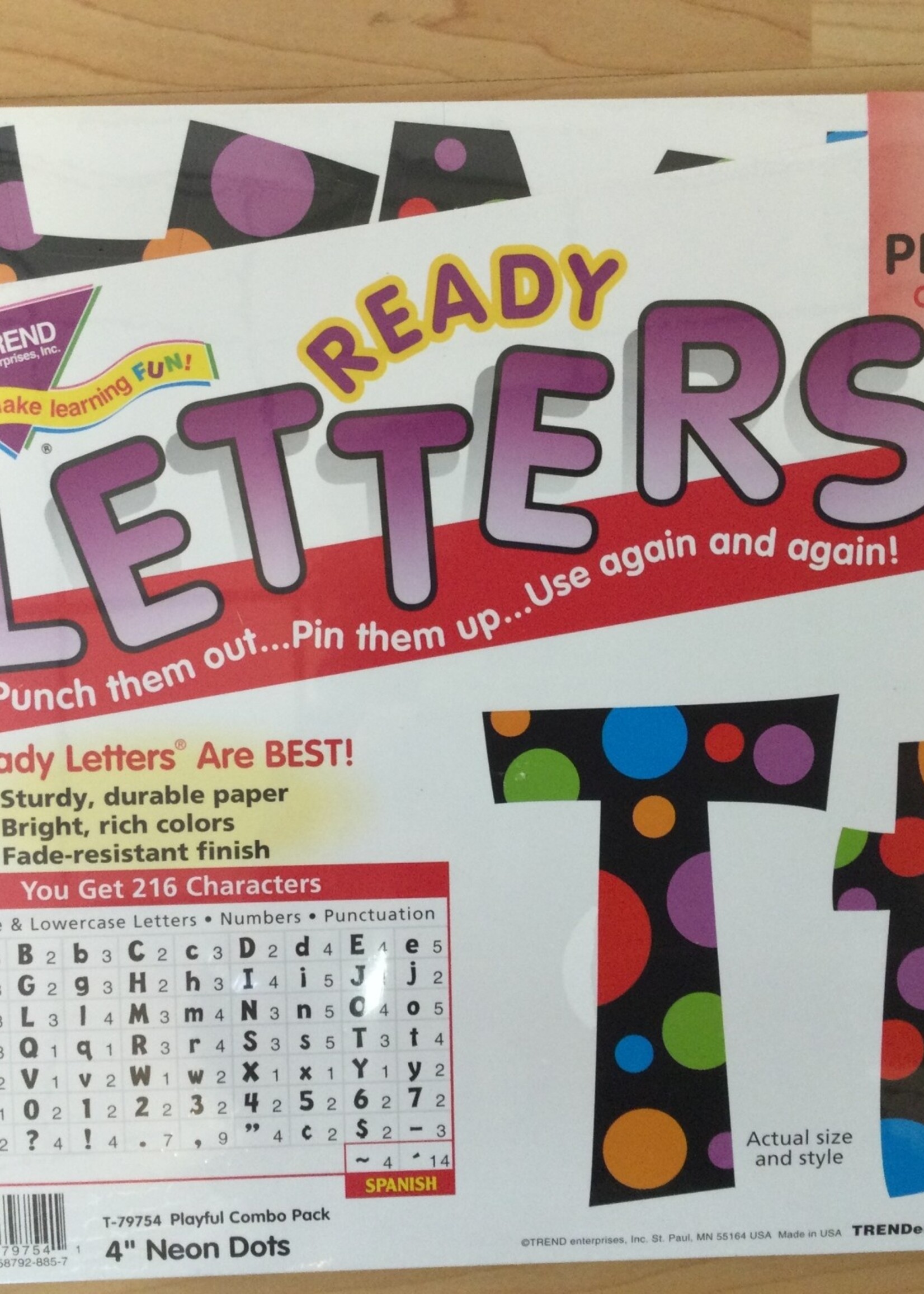 Neon Dots Playful 4" Combo Pk Letters 216pc