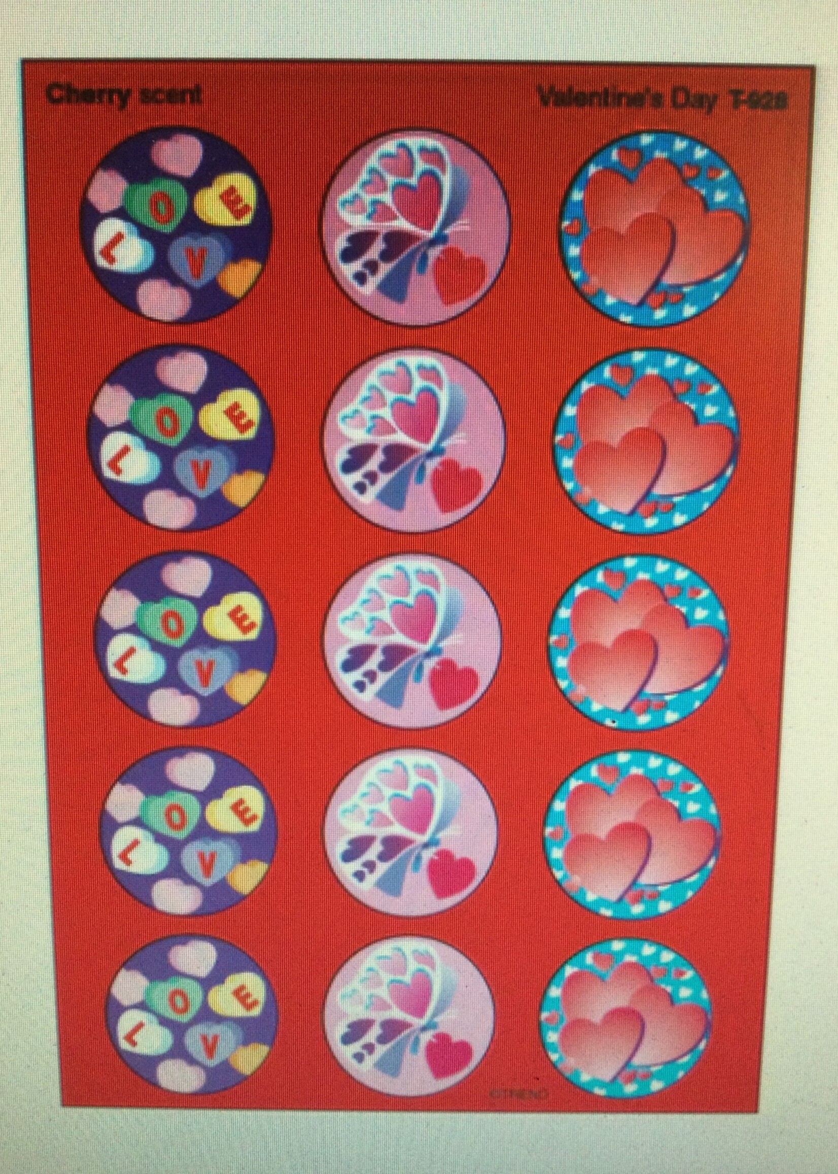 Valentine's Day Cherry Scratch 'n Sniff Stinky Stickers 60pc