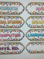 Confetti Subjects Magnetic Labels 8pc