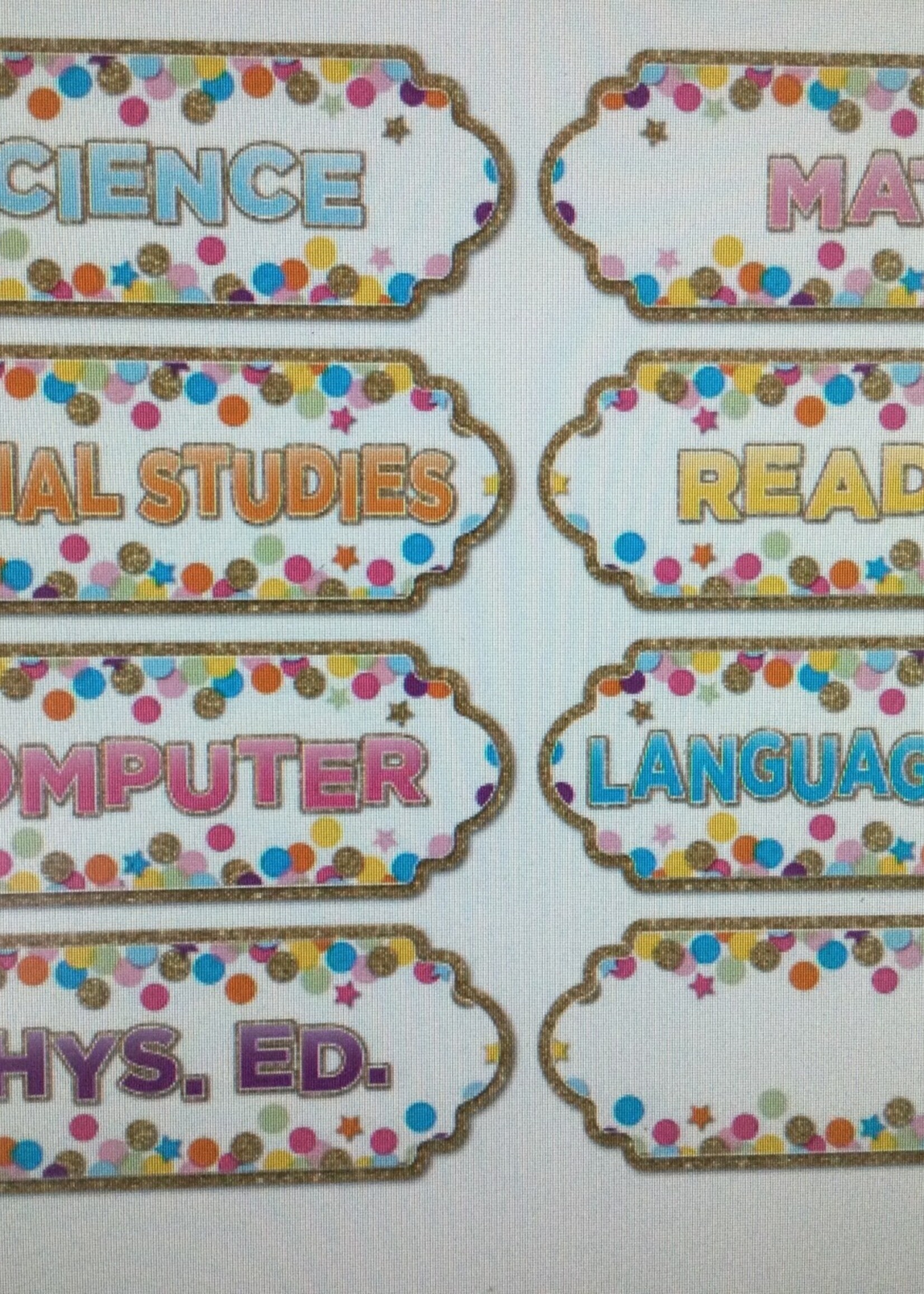Confetti Subjects Magnetic Labels 8pc