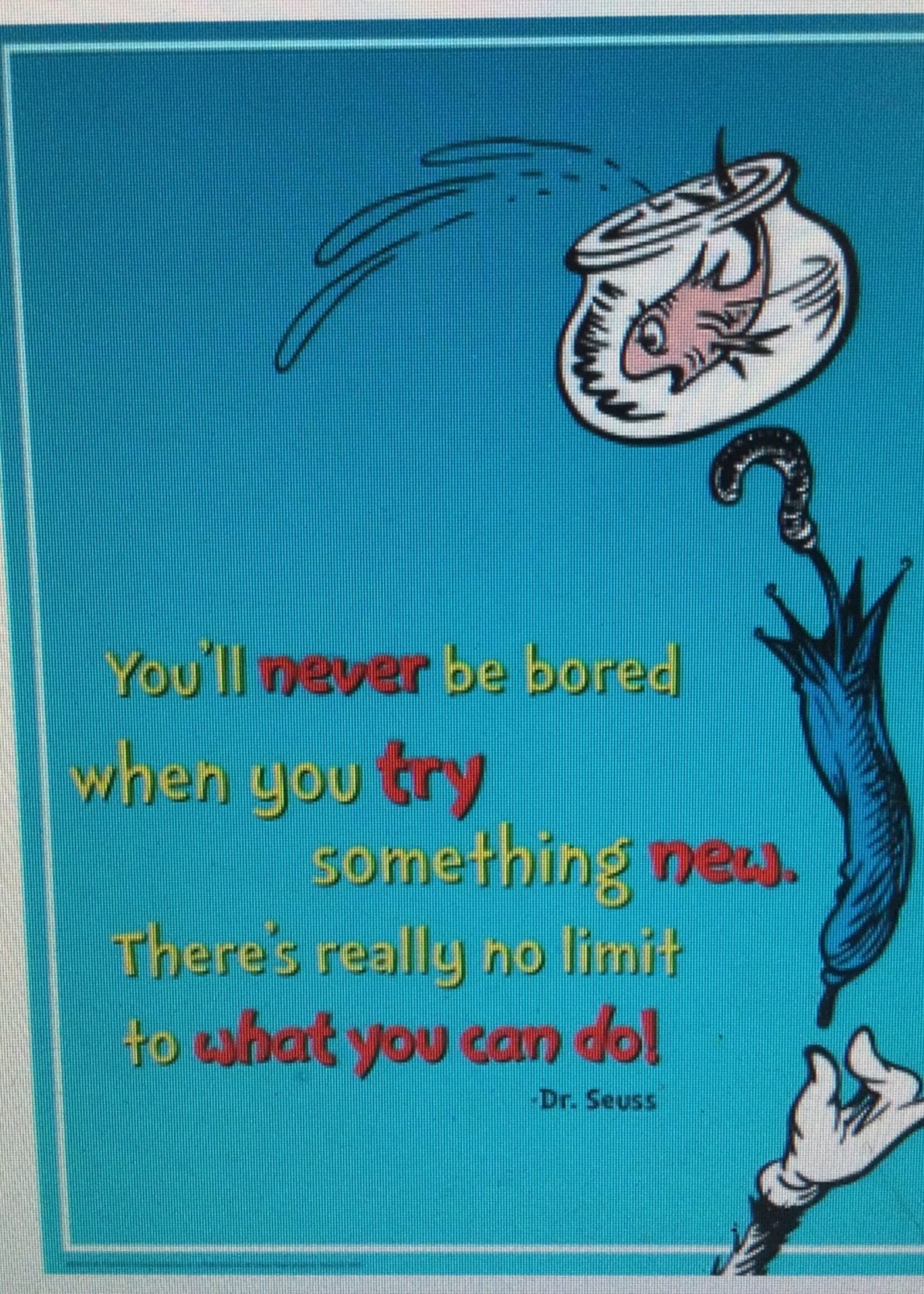 Dr. Seuss Cat in the Hat Never Bored Chart